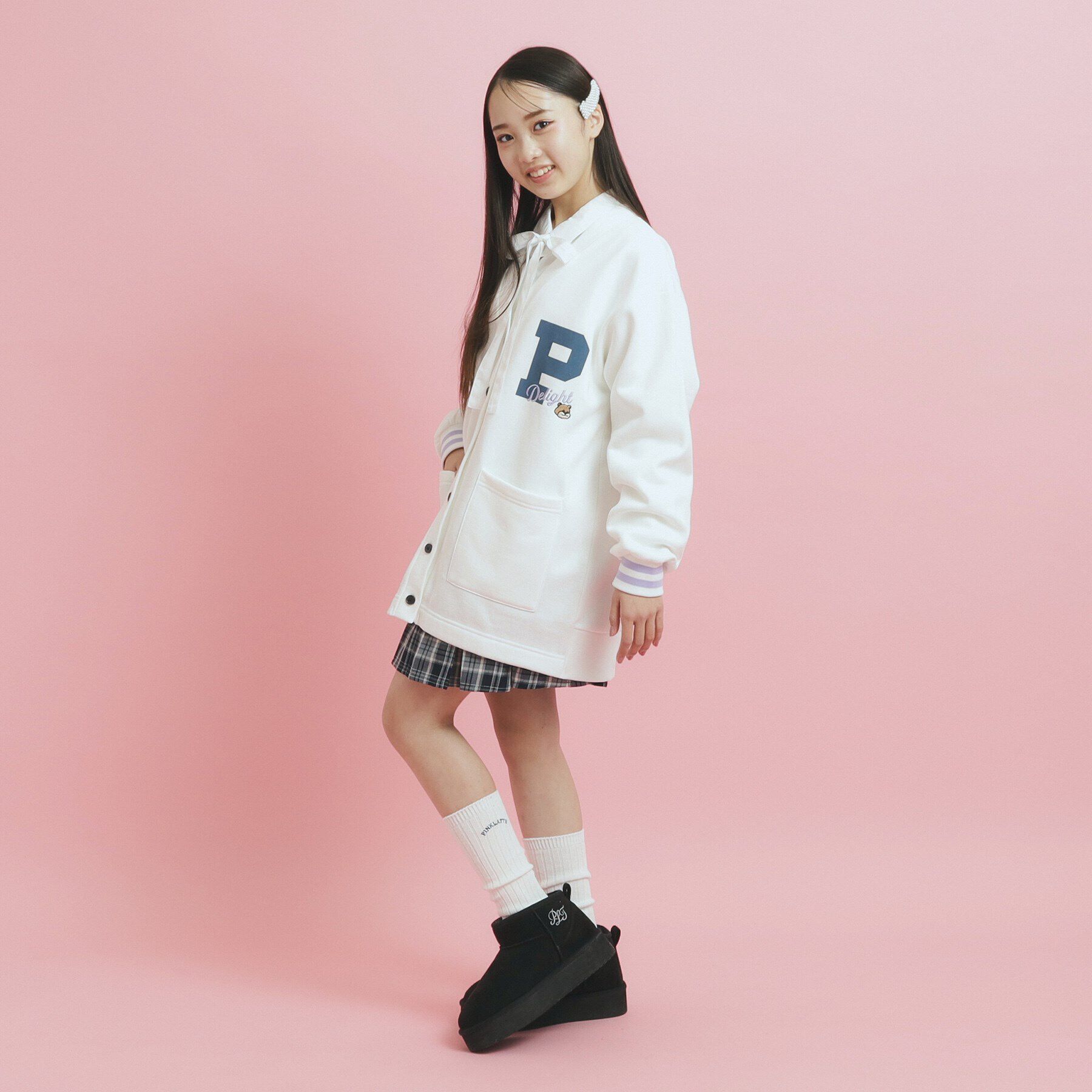 PINK-latte「【大人気復活】カレッジロゴカーディガン秋冬VER」|カーディガン|