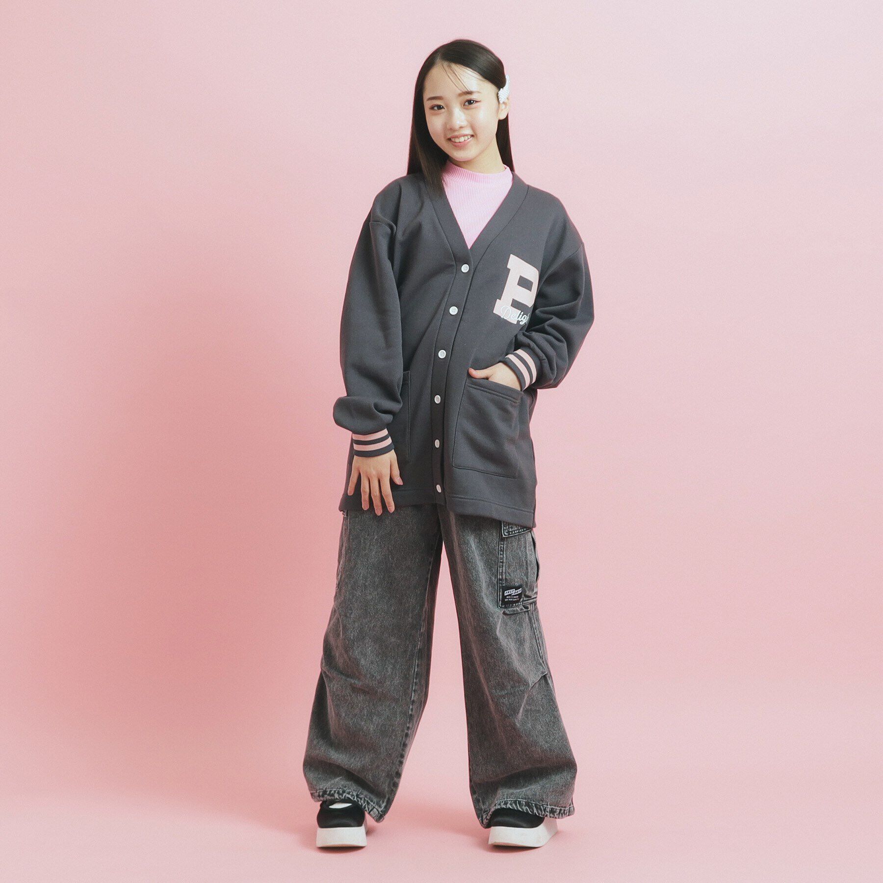 PINK-latte「【大人気復活】カレッジロゴカーディガン秋冬VER」|カーディガン|