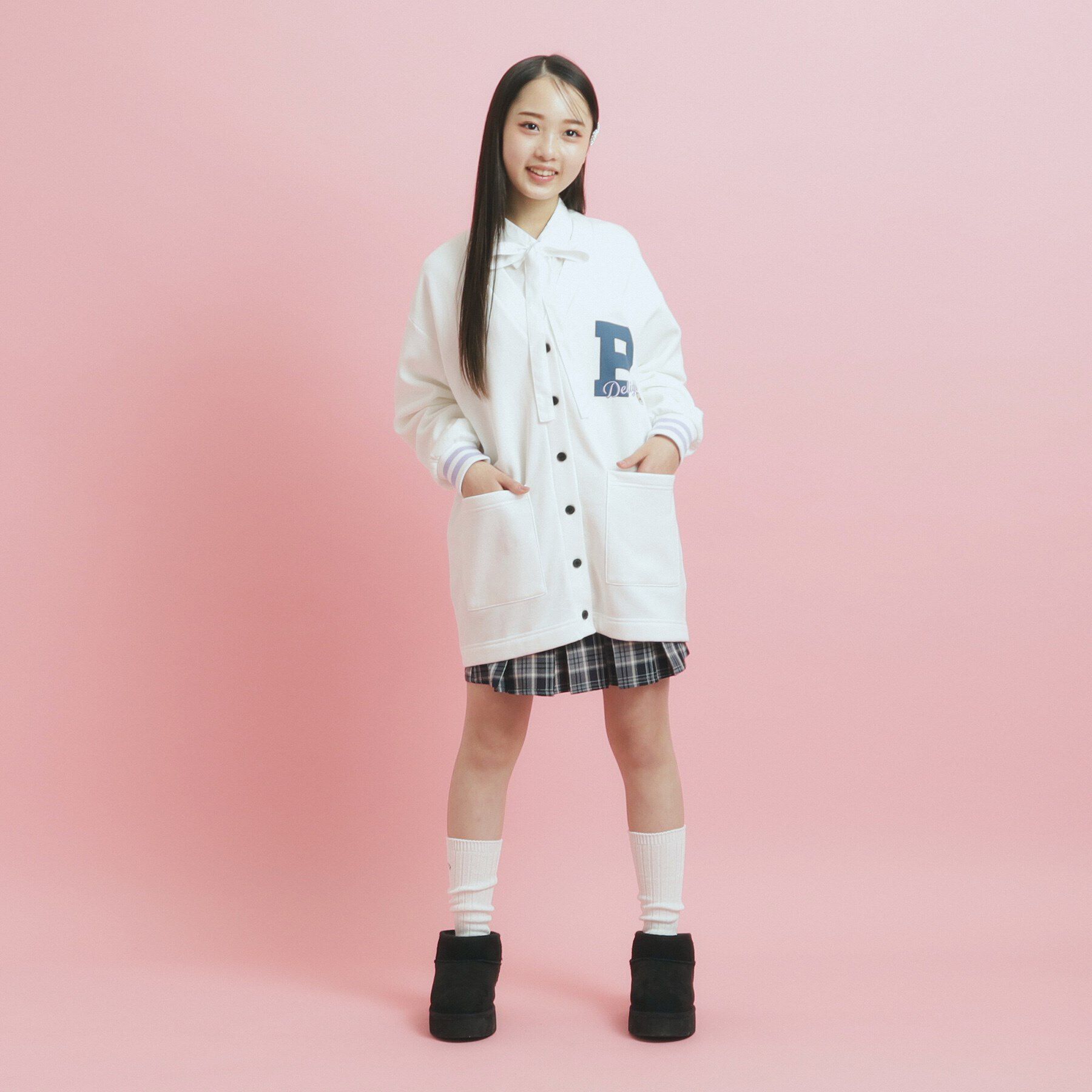 PINK-latte「【大人気復活】カレッジロゴカーディガン秋冬VER」|カーディガン|