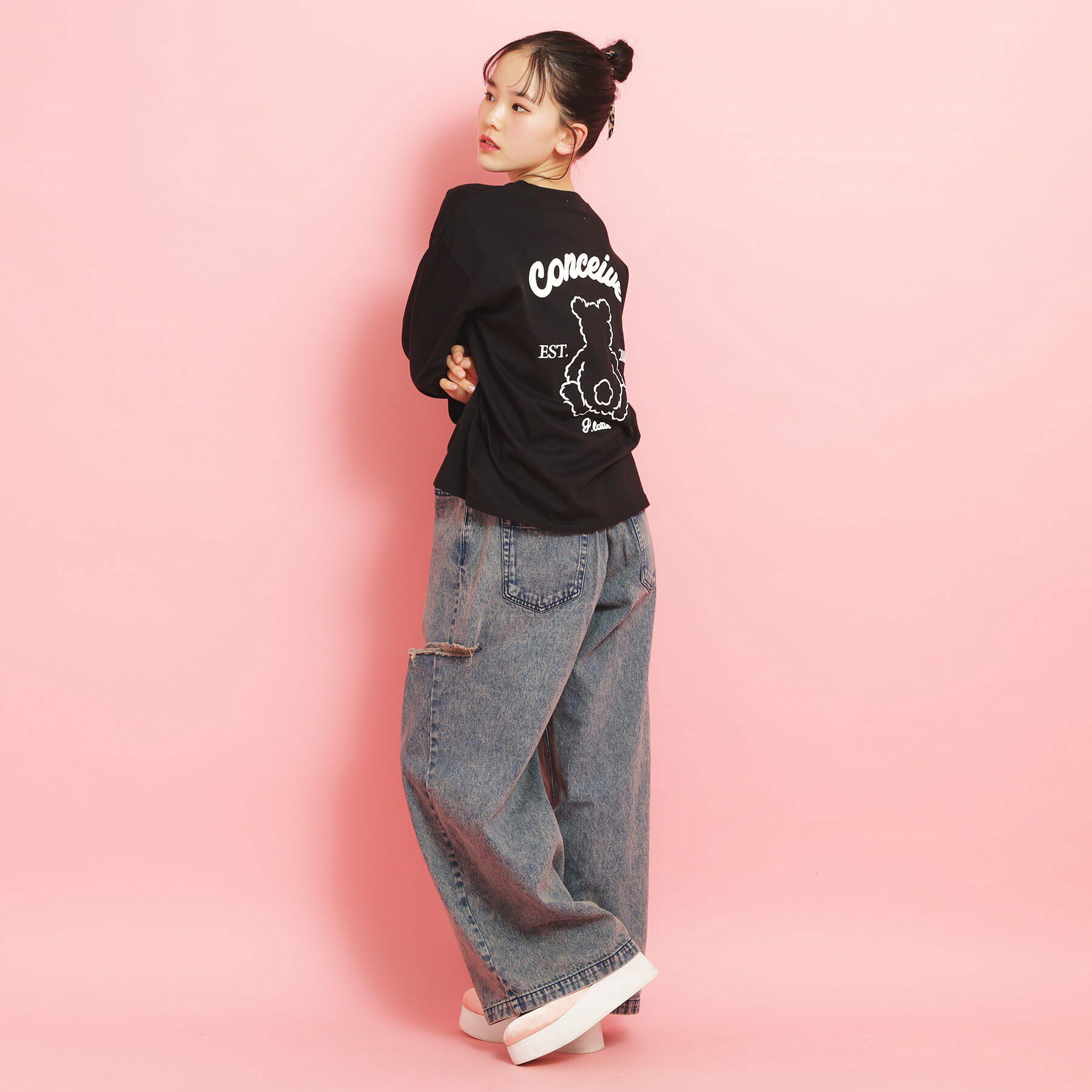 PINK-latte「【定番】クマちゃんロンT」|Tシャツ・カットソー|