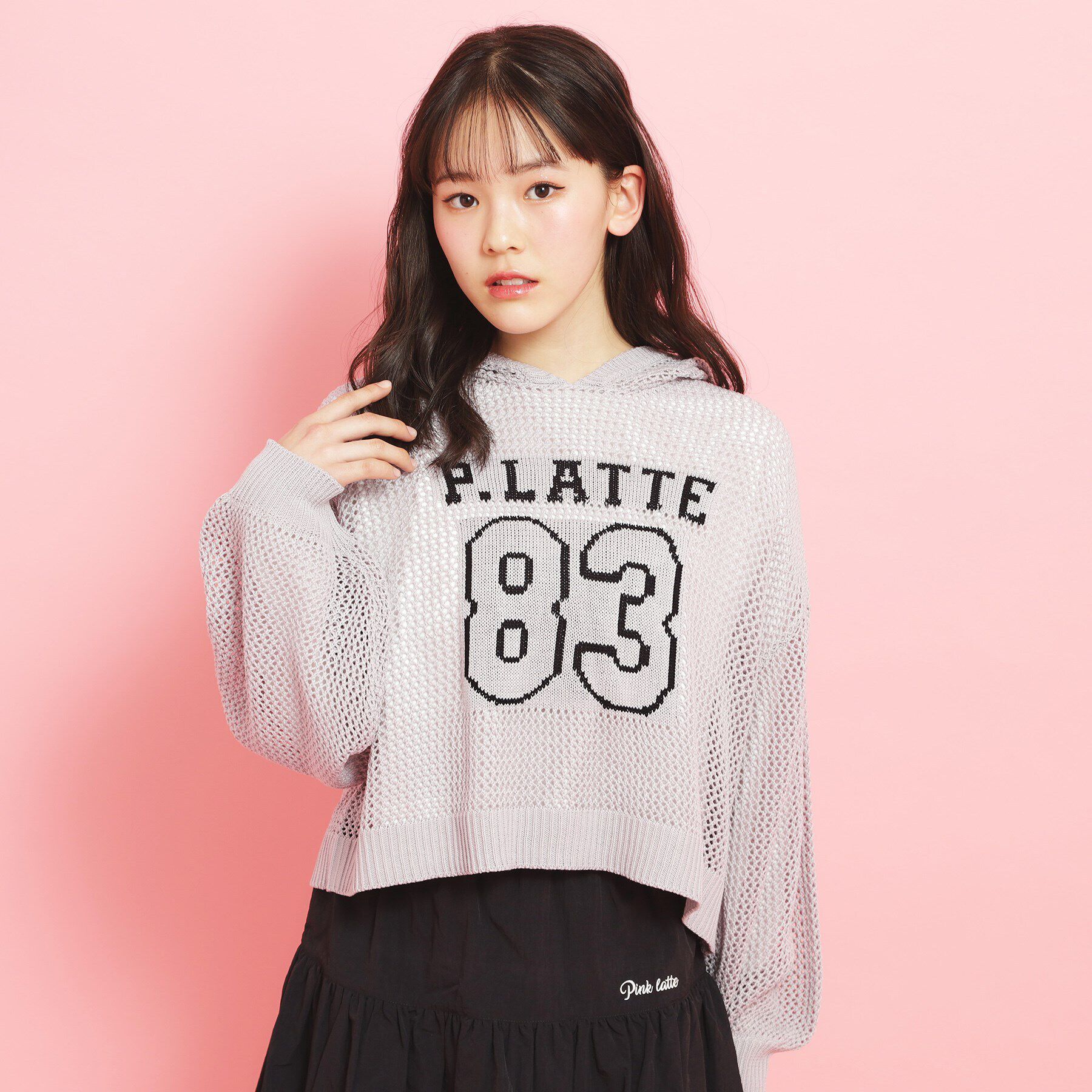 PINK-latte「【セットアイテム】ナンバリングメッシュ＋ロンT」|ニット・セーター|