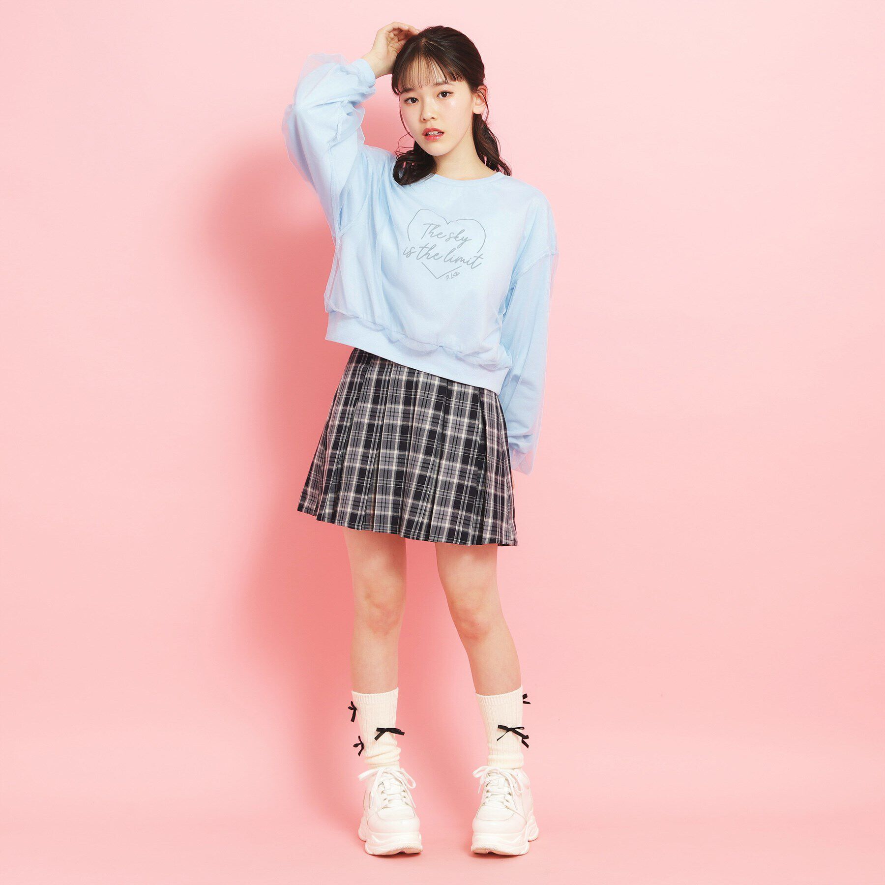 PINK-latte「ミニ裏毛 チュールスウェット」|その他|