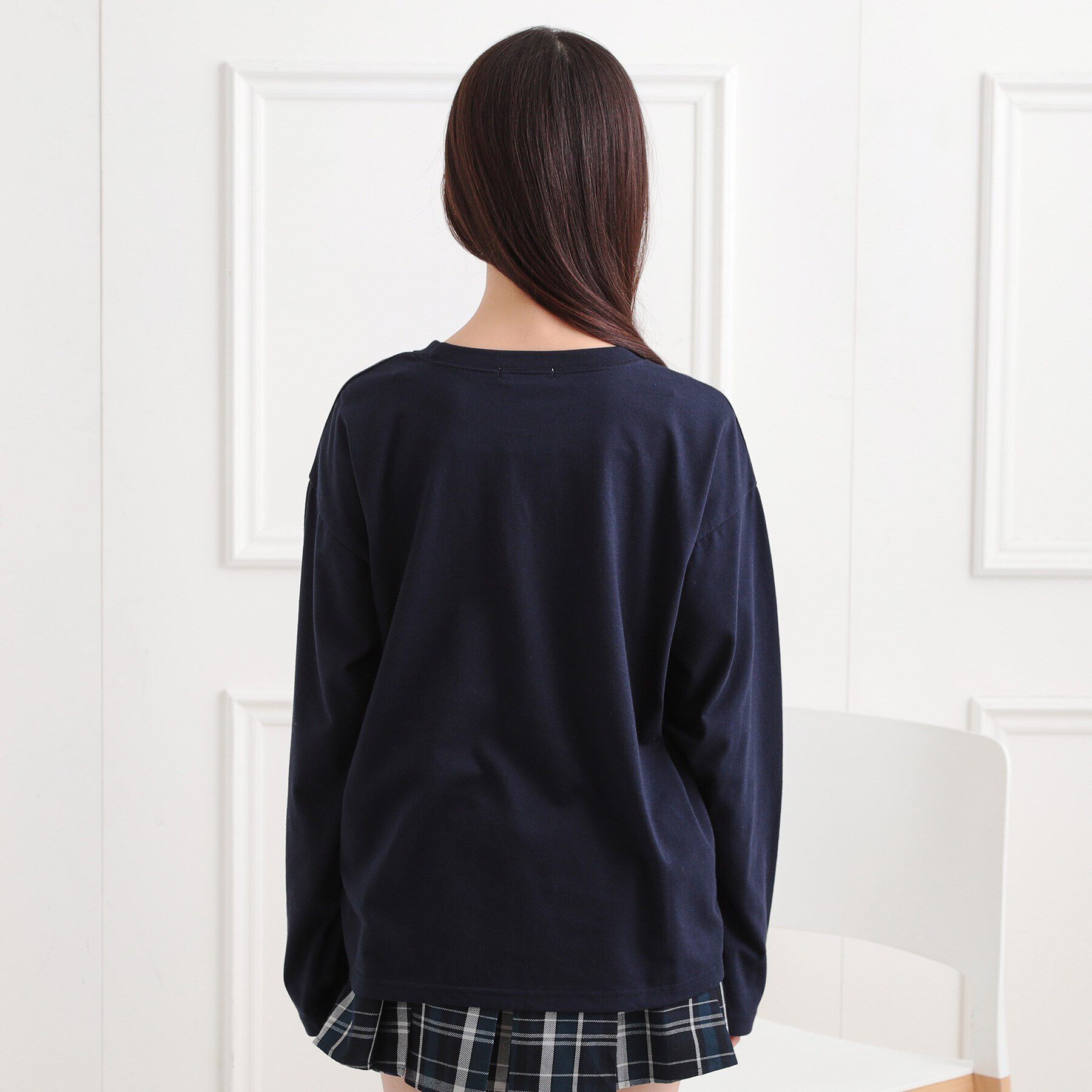 PINK-latte「レースプリントナンバリングロンT」|Tシャツ・カットソー|