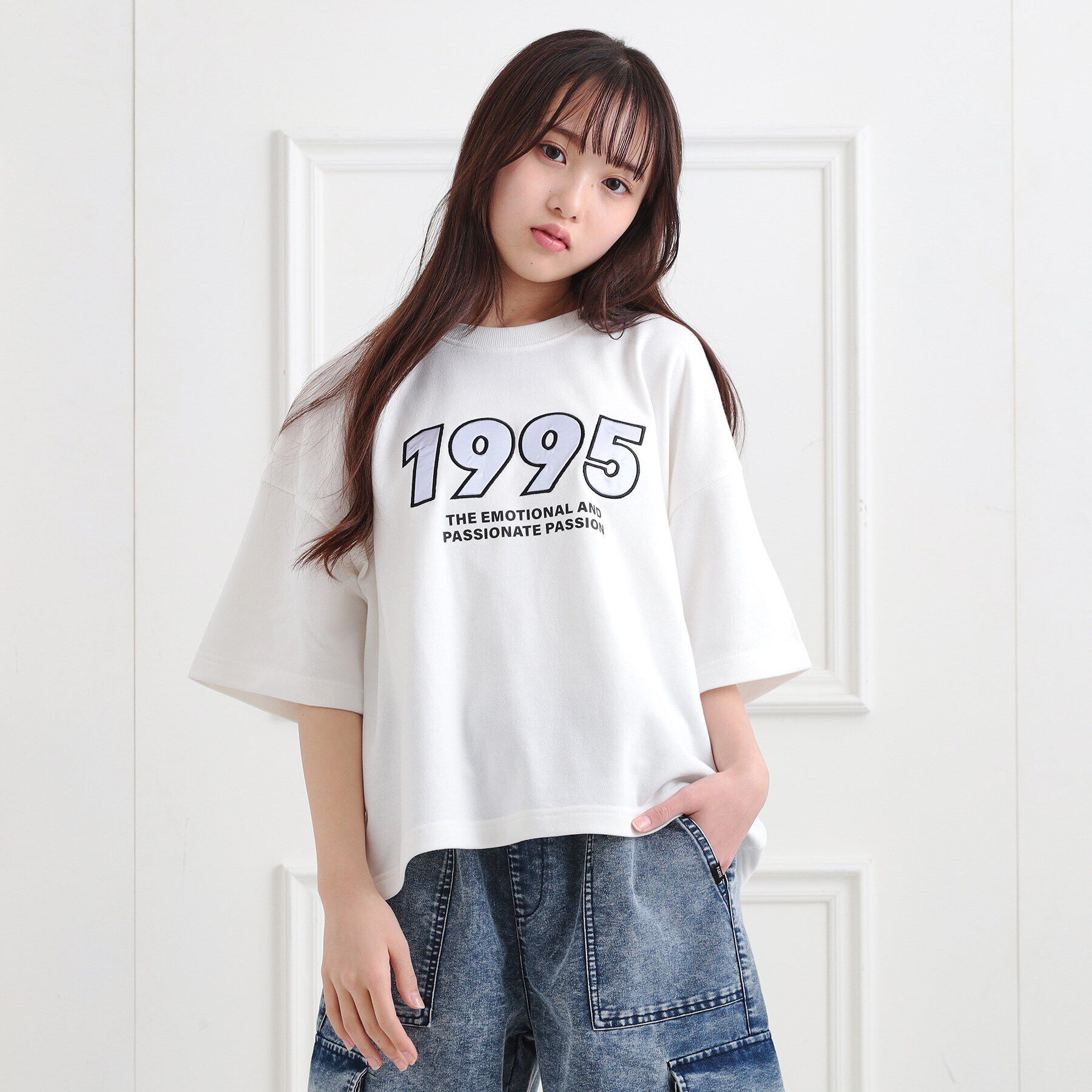 PINK-latte「ミニ裏デザインアップリケTシャツ」|Tシャツ・カットソー|オフホワイト(003