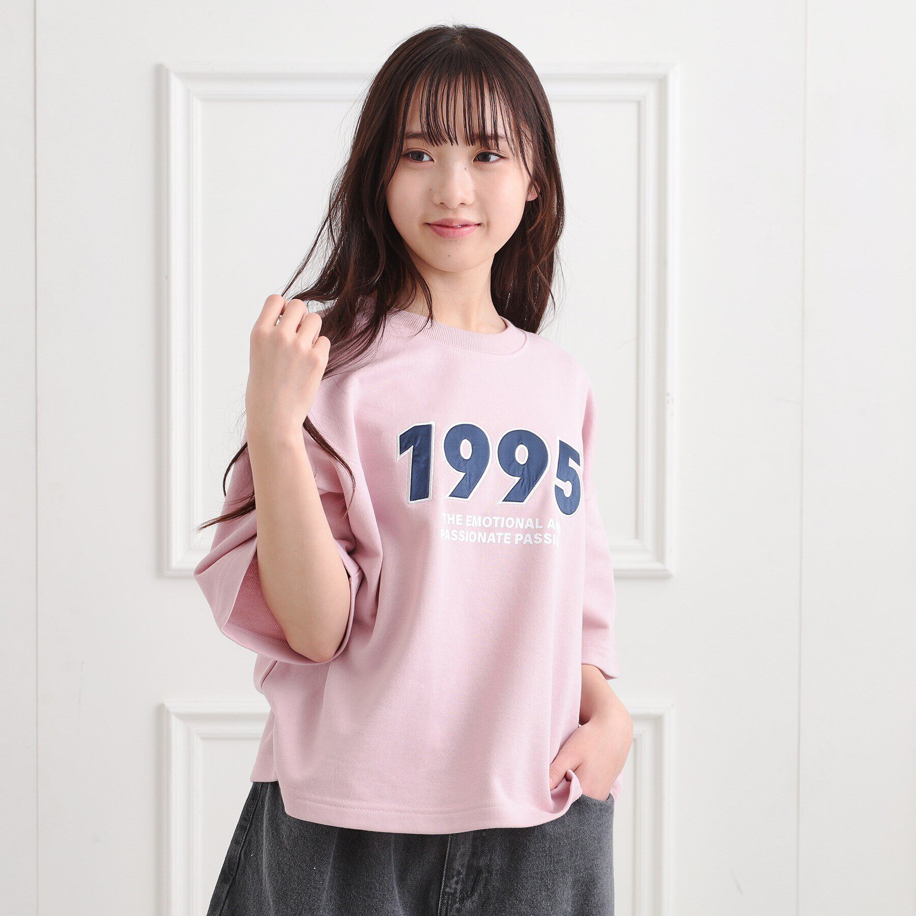 PINK-latte「ミニ裏デザインアップリケTシャツ」|Tシャツ・カットソー|