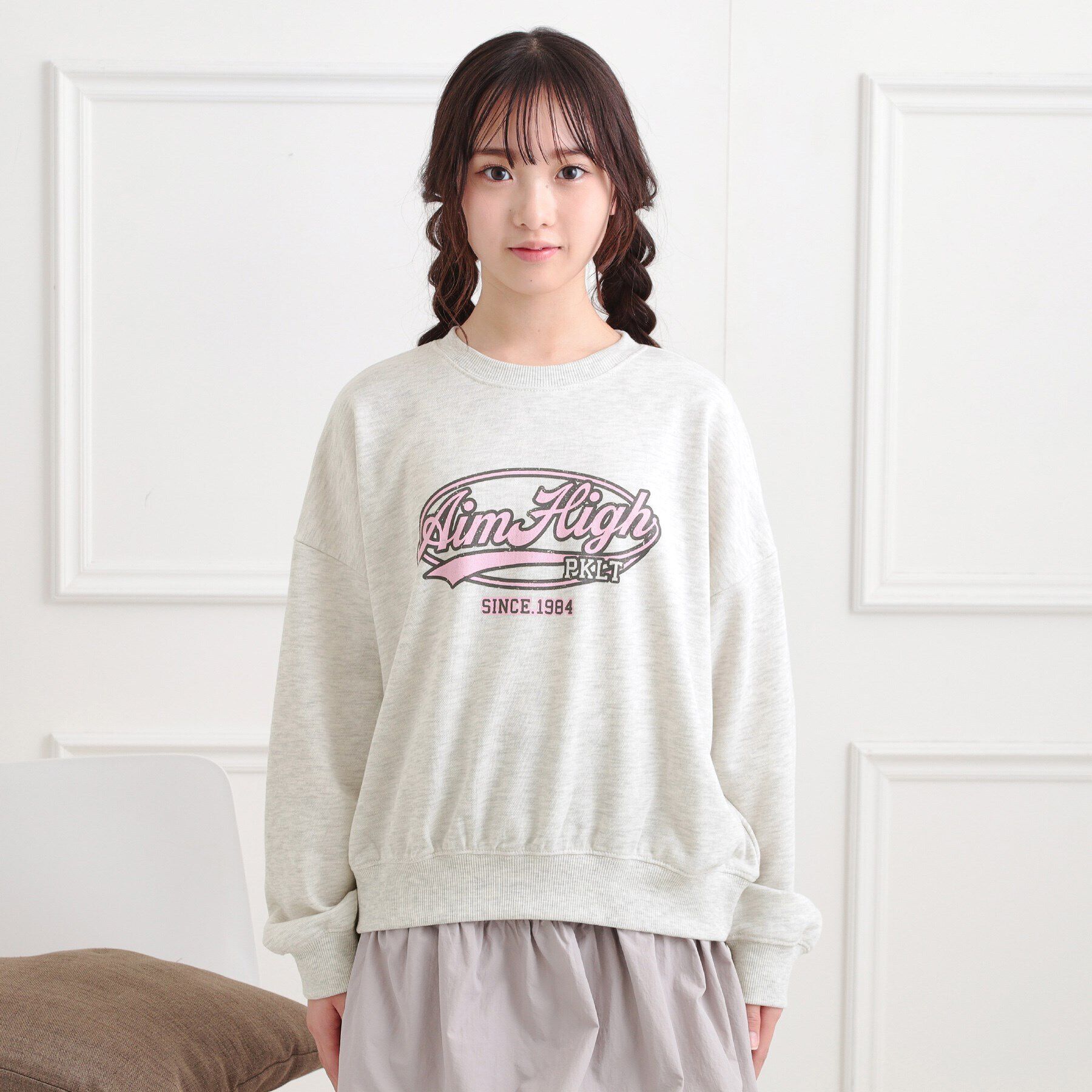 PINK-latte「ミニ裏かすれプリントプルオーバー」|Tシャツ・カットソー|