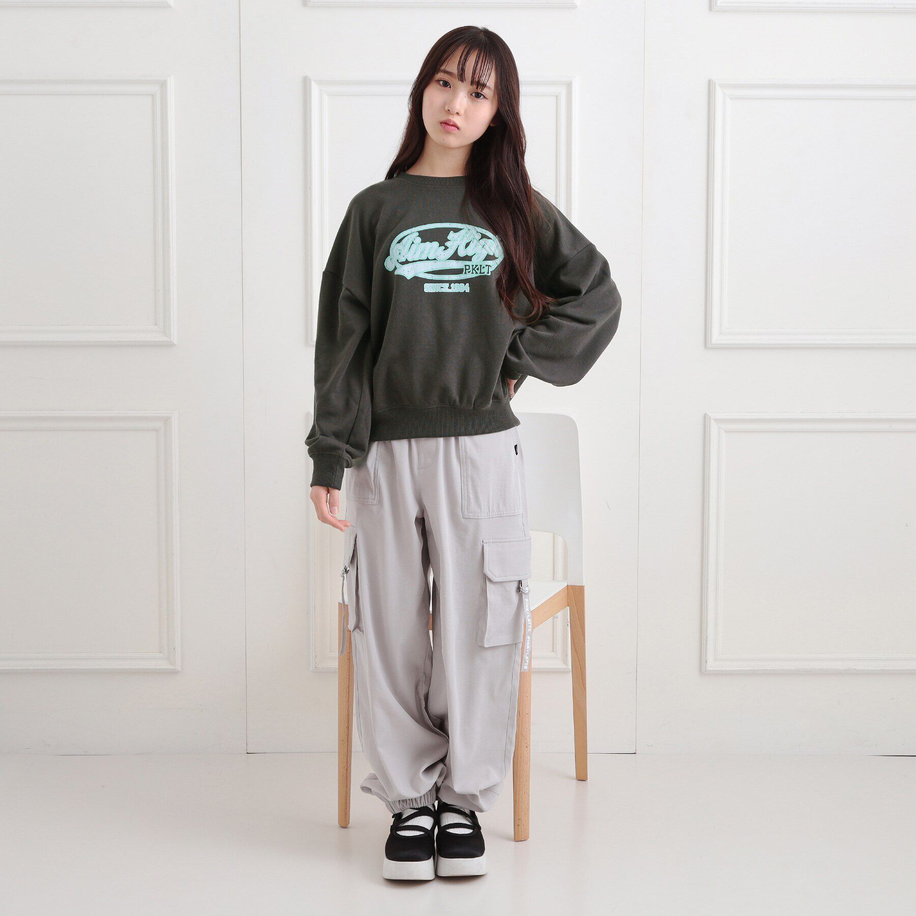 PINK-latte「ミニ裏かすれプリントプルオーバー」|Tシャツ・カットソー|