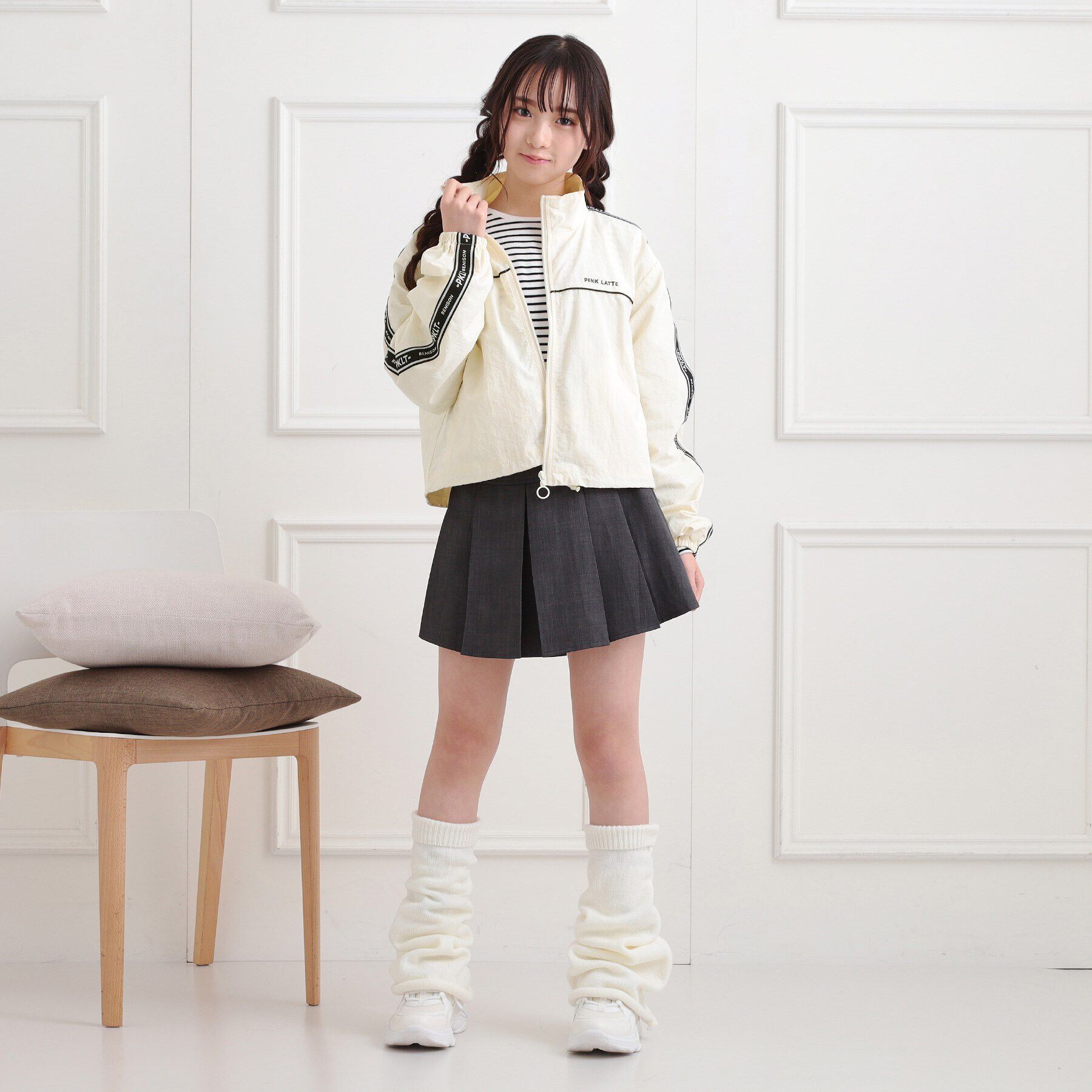 PINK-latte「ロゴラインブルゾン」|ブルゾン・スタジャン|