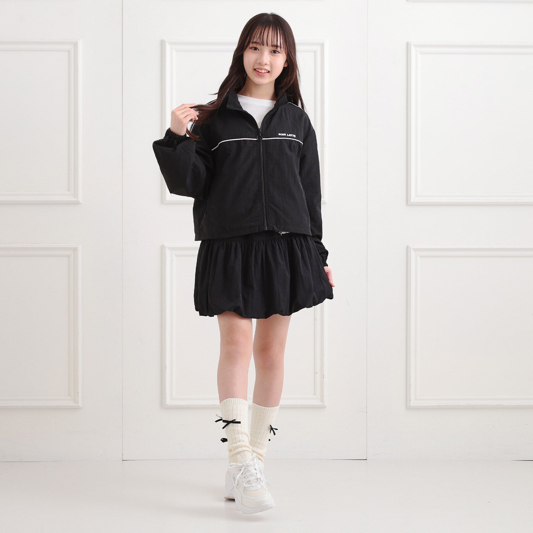 PINK-latte「ロゴラインブルゾン」|ブルゾン・スタジャン|