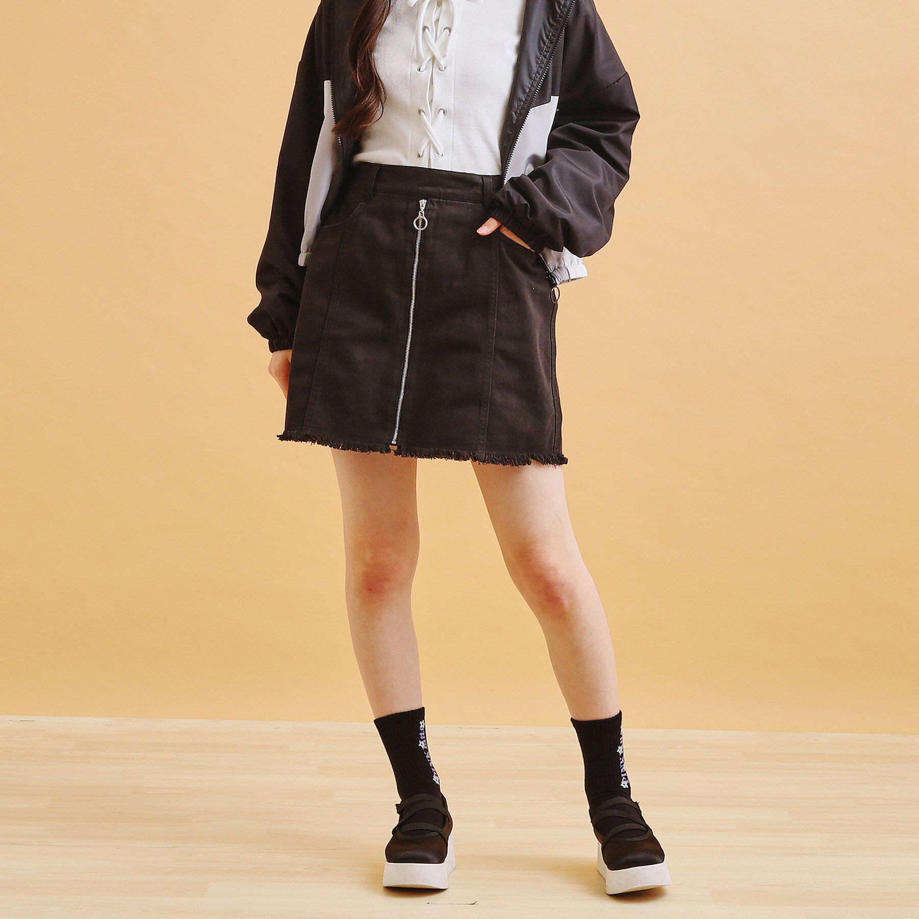 PINK-latte「リングジップ台形スカート」|スカート|