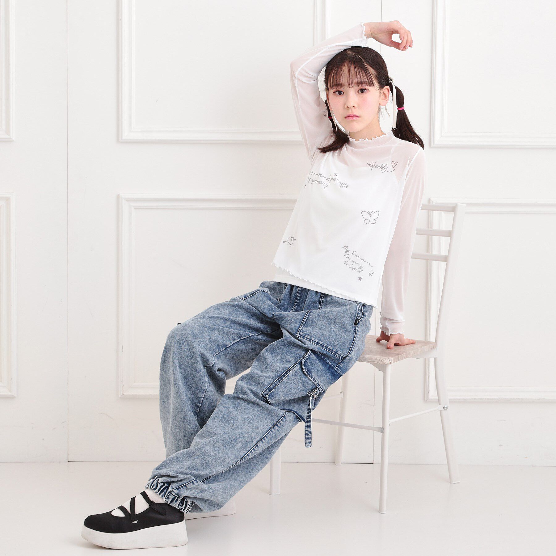 PINK-latte「【セットアイテム】プリントシアープルオーバー＋キャミ」|Tシャツ・カットソー|