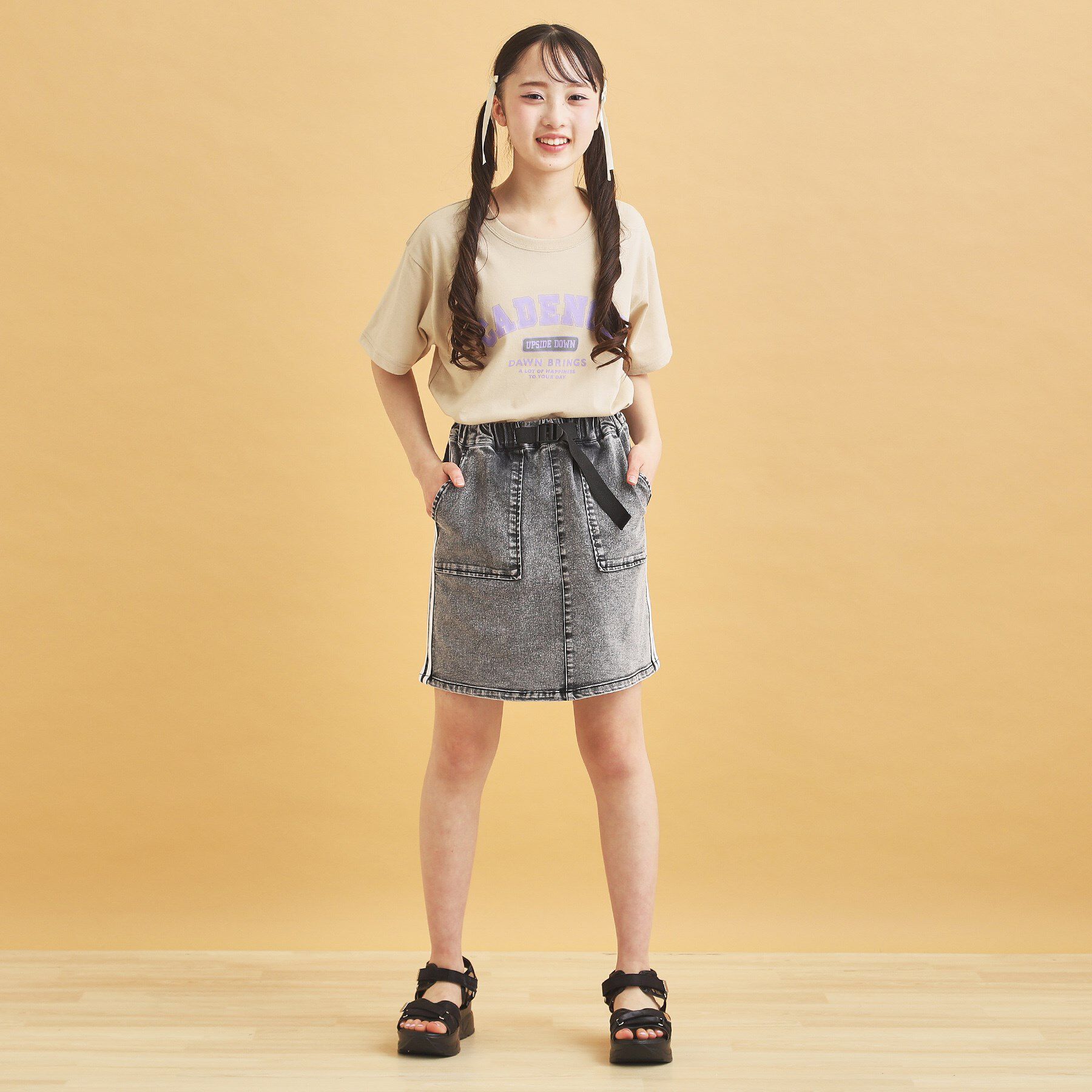 PINK-latte「サイドラインストレッチスカート」|スカート|