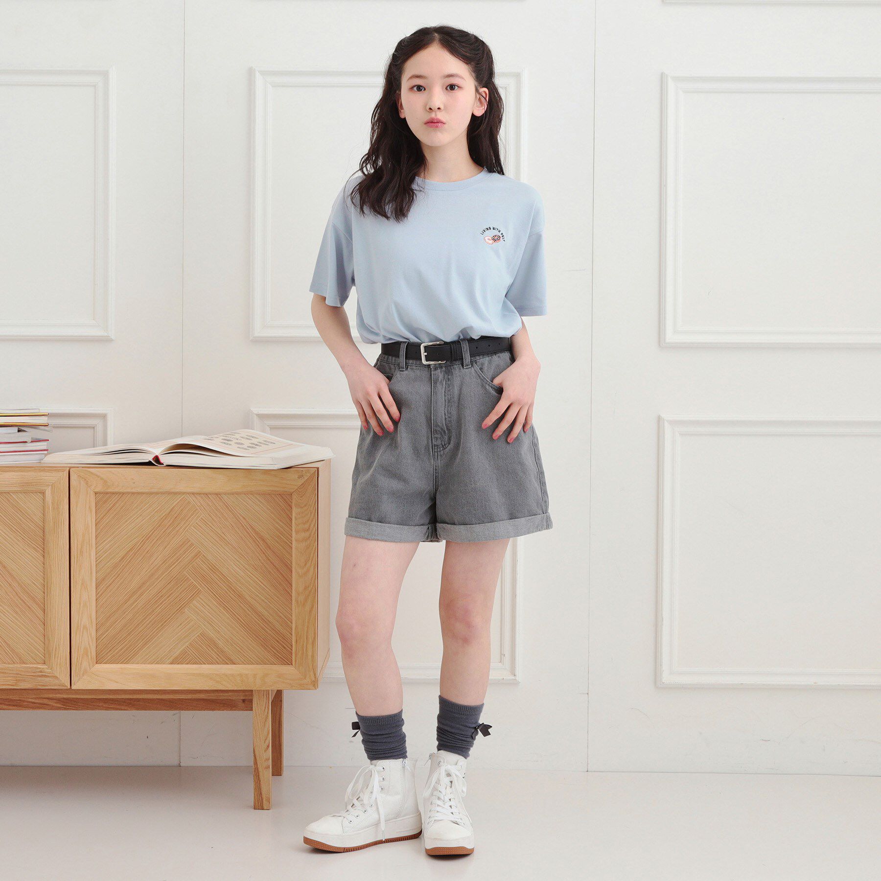 PINK-latte「ワンポイント刺繍Tシャツ」|Tシャツ・カットソー|