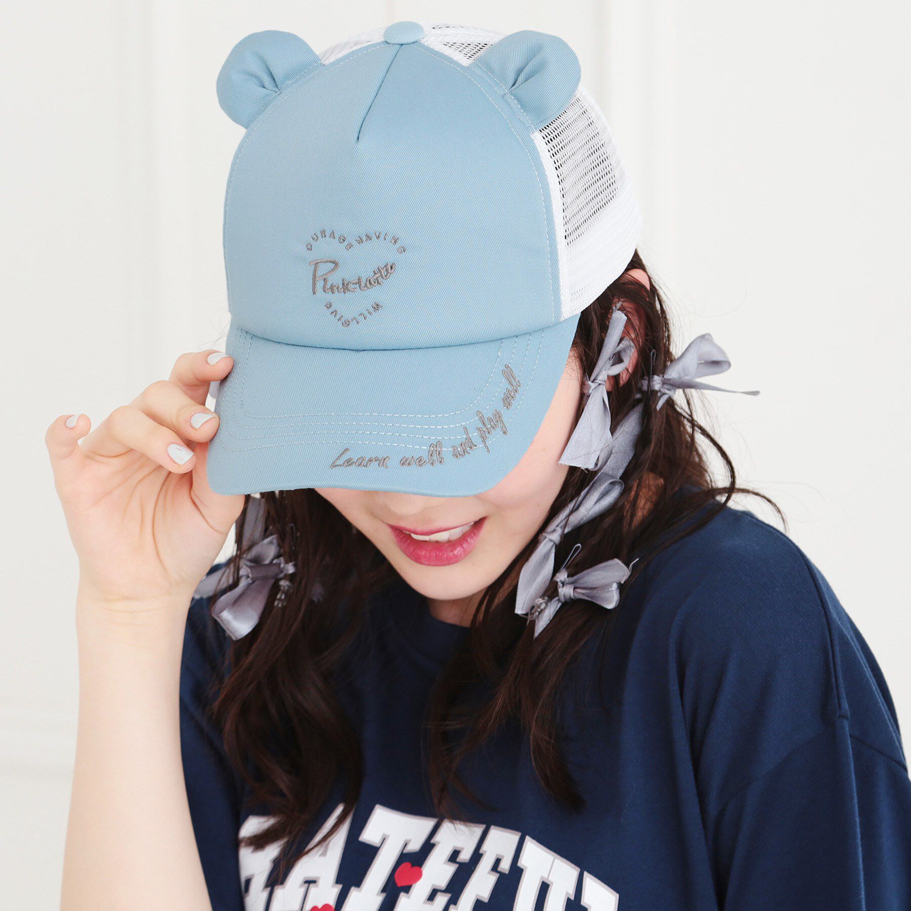 PINK-latte「刺繍メッシュキャップ」|キャップ・キャスケット|