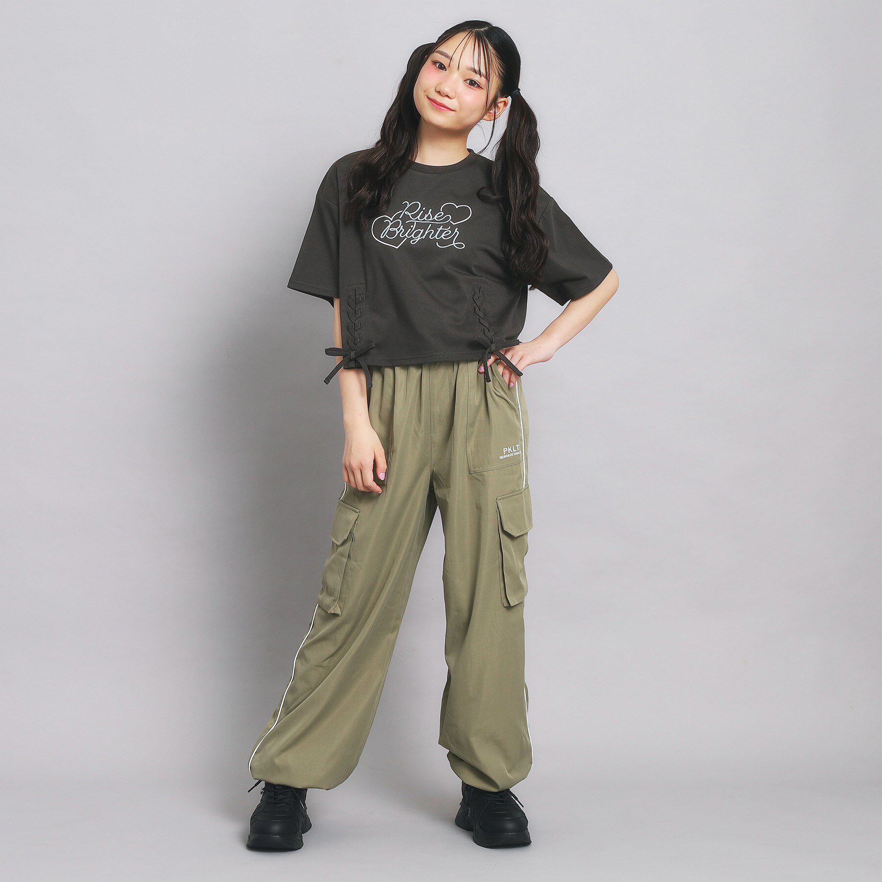 PINK-latte「レースアップTシャツ」|Tシャツ・カットソー|