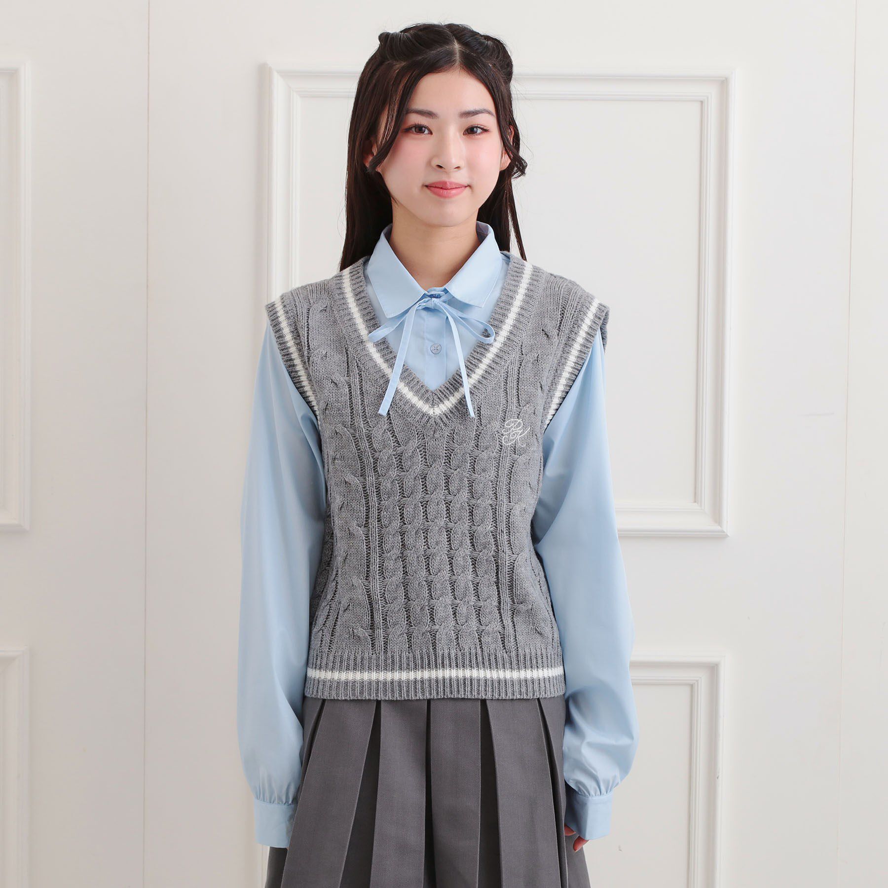 PINK-latte「ニットベストドッキングシャツ」|シャツ・ブラウス|