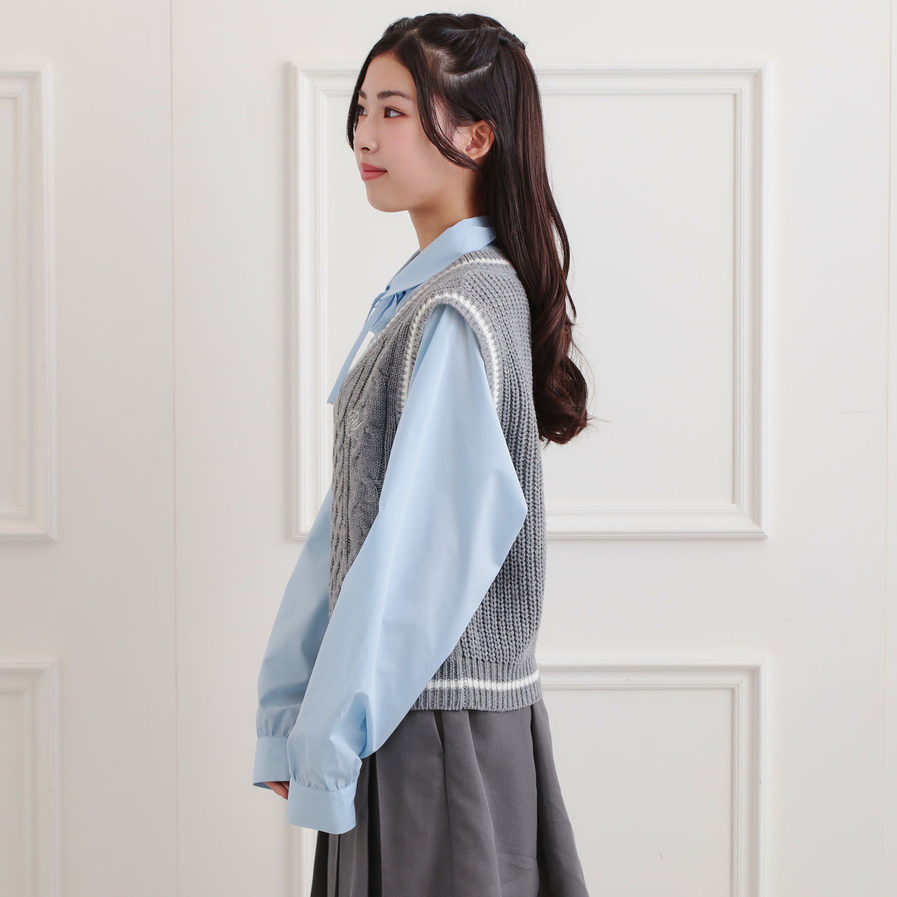 PINK-latte「ニットベストドッキングシャツ」|シャツ・ブラウス|