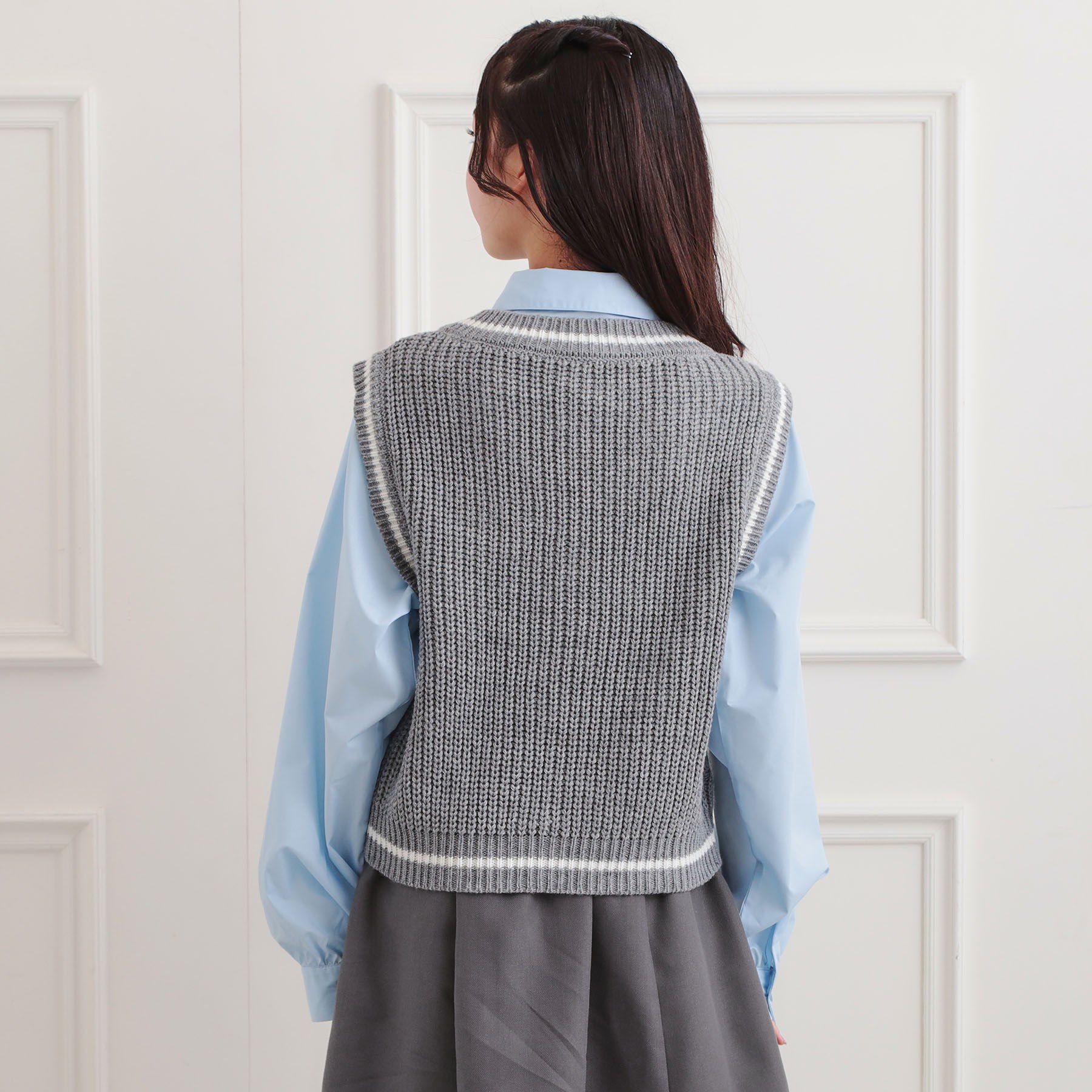 PINK-latte「ニットベストドッキングシャツ」|シャツ・ブラウス|