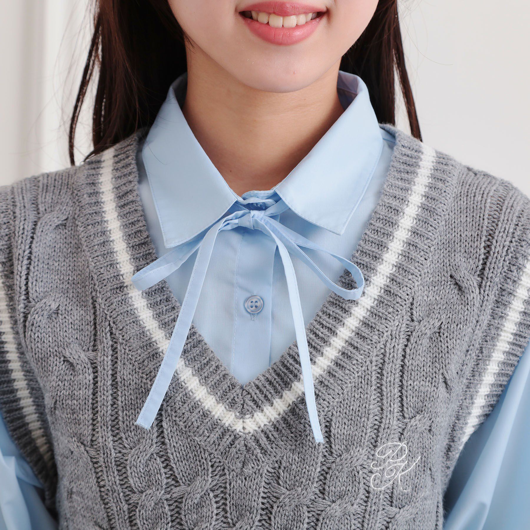 PINK-latte「ニットベストドッキングシャツ」|シャツ・ブラウス|