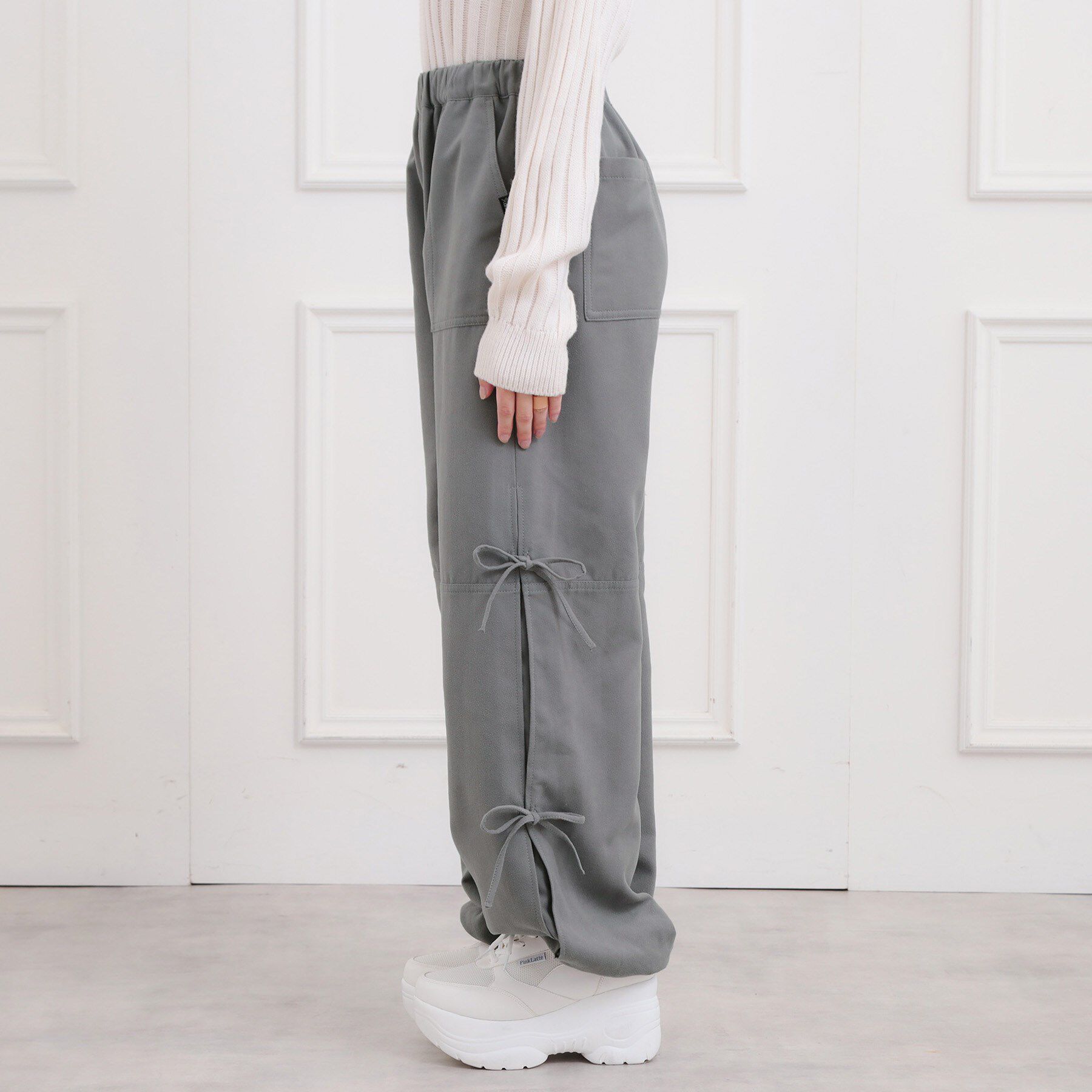 PINK-latte「ピーチ起毛リボン付カーゴパンツ」|その他|