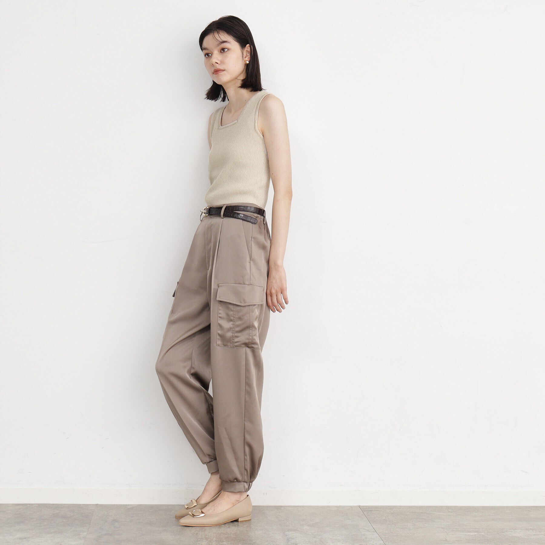 THE SHOP TK「【前後2WAY】ラメ＆ストライプリブタンク/洗える」|キャミソール|