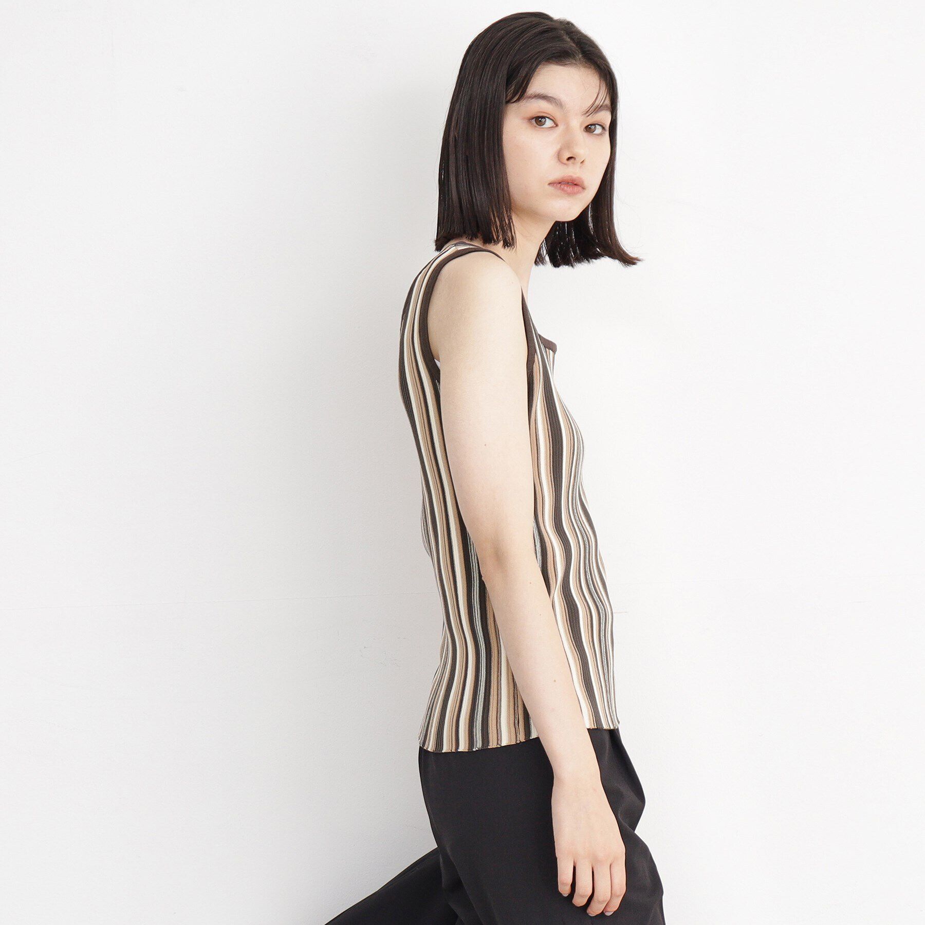 THE SHOP TK「【前後2WAY】ラメ＆ストライプリブタンク/洗える」|キャミソール|