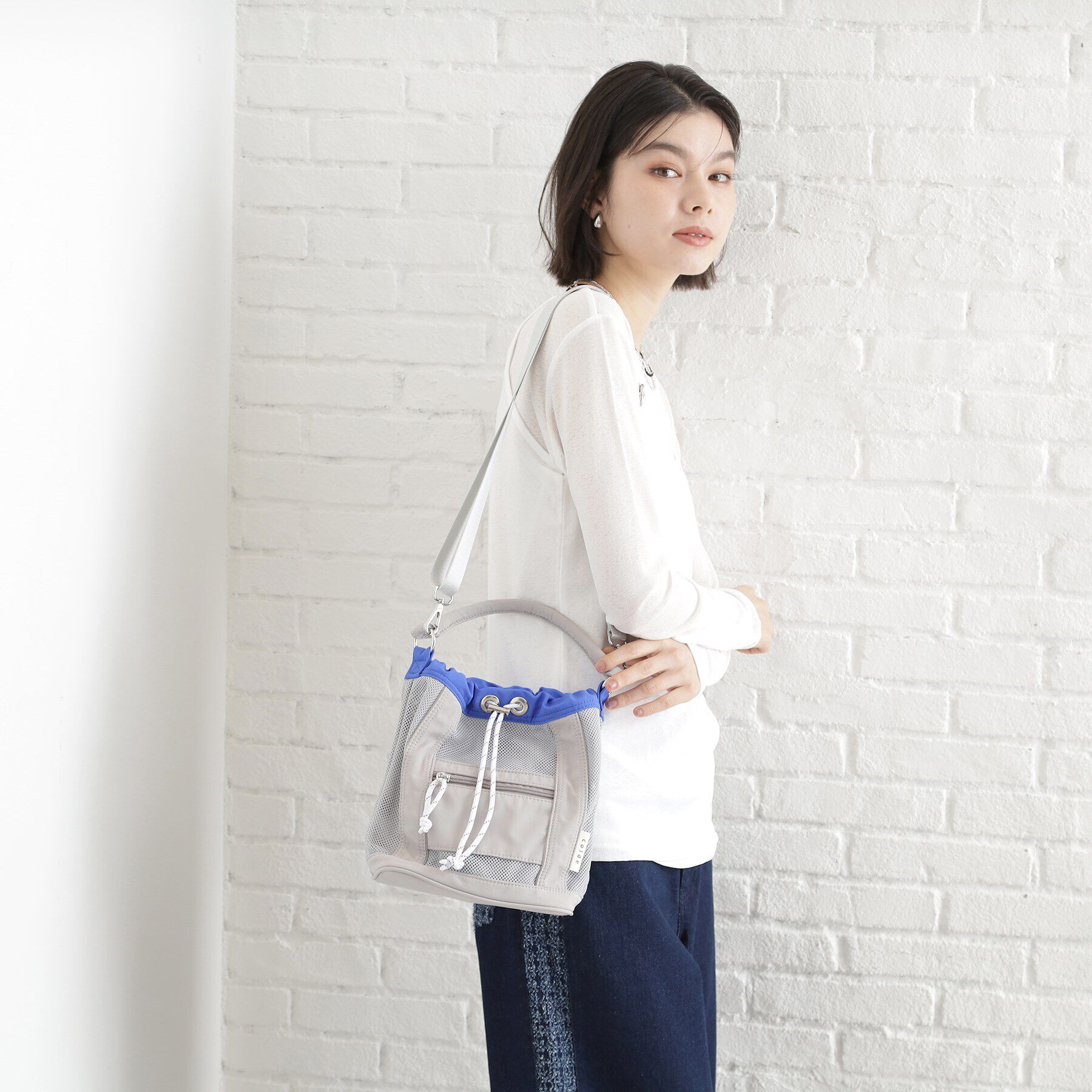 THE SHOP TK「メッシュナイロンコンビ巾着ショルダーバッグ」|ショルダー・メッセンジャー|