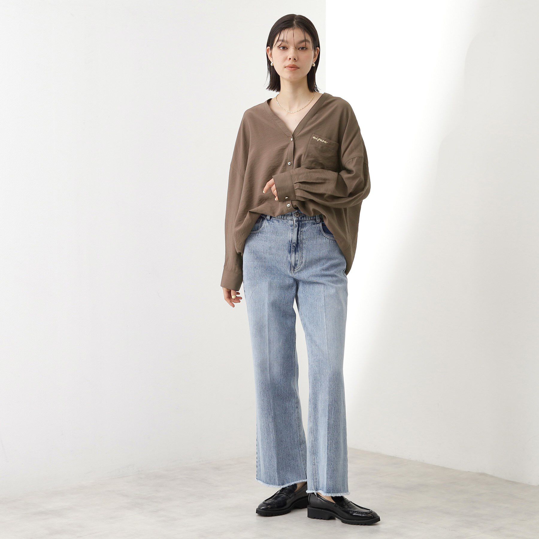 THE SHOP TK「刺繍ポケットオーバーシャツ【体型カバー/洗濯機OK】」|シャツ・ブラウス|