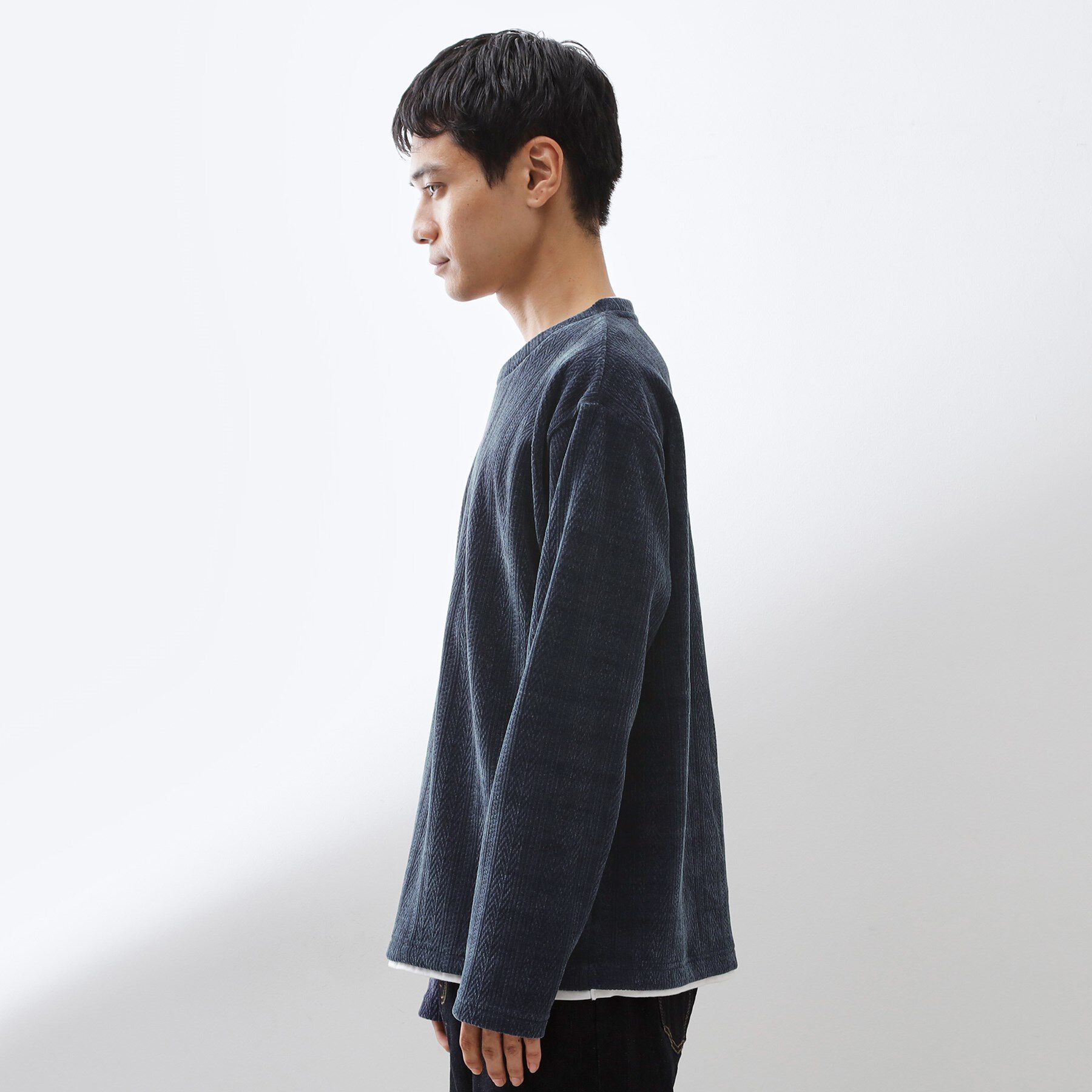 THE SHOP TK「【心地良い、滑らかさ】レイヤード風ケーブル ニットソー 【洗濯機OK】」|Tシャツ・カットソー|