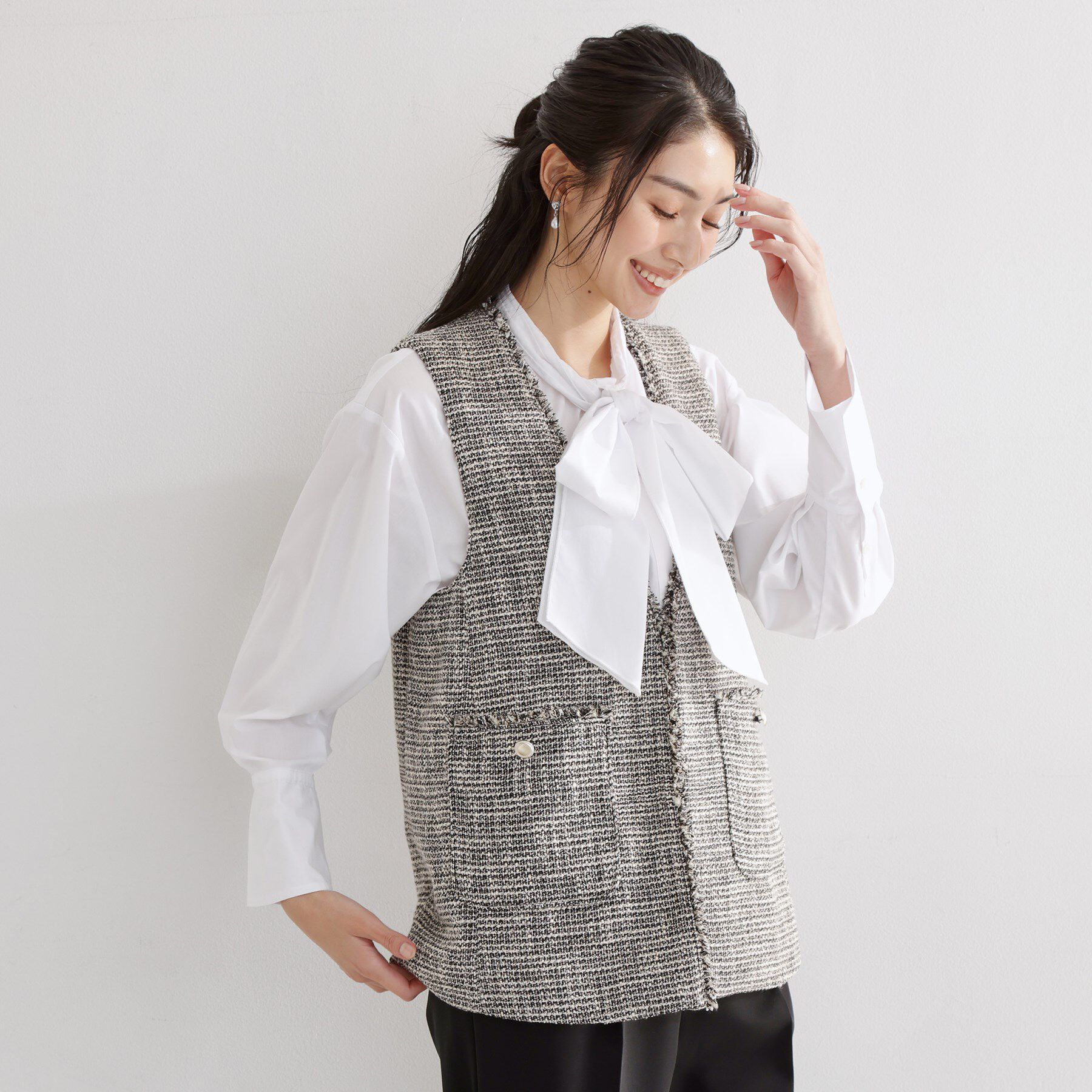 THE SHOP TK「【フォーマルにもカジュアルにも】ツイードジレ」|ベスト・ジレ|