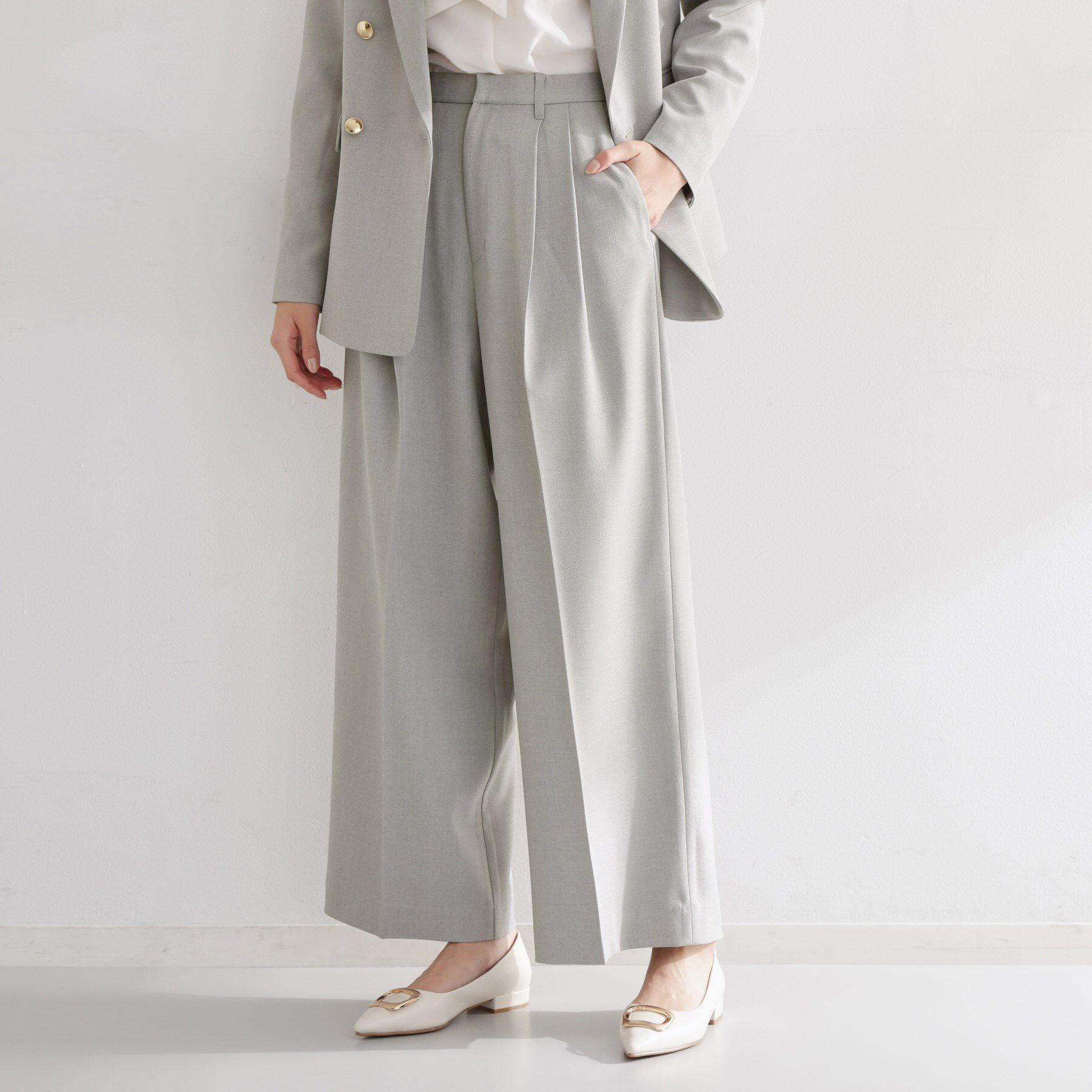 THE SHOP TK「【通勤・セレモニー】CAVIAN 2タックワイドパンツ/セットアップ可」|その他|