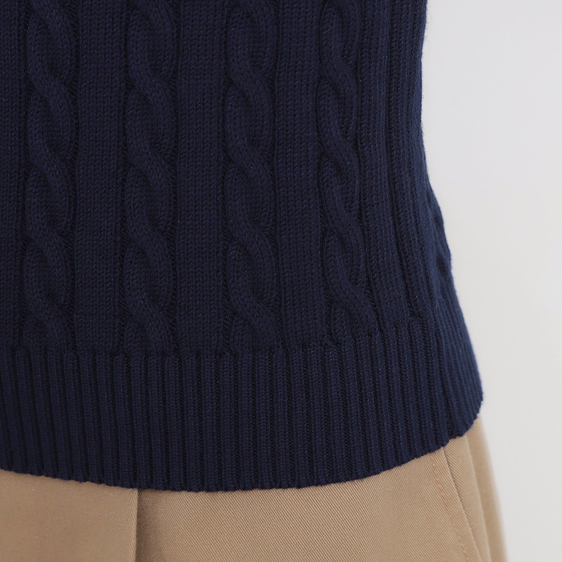 THE SHOP TK「POLO BCS ケーブル5分袖ニット」|ニット・セーター|