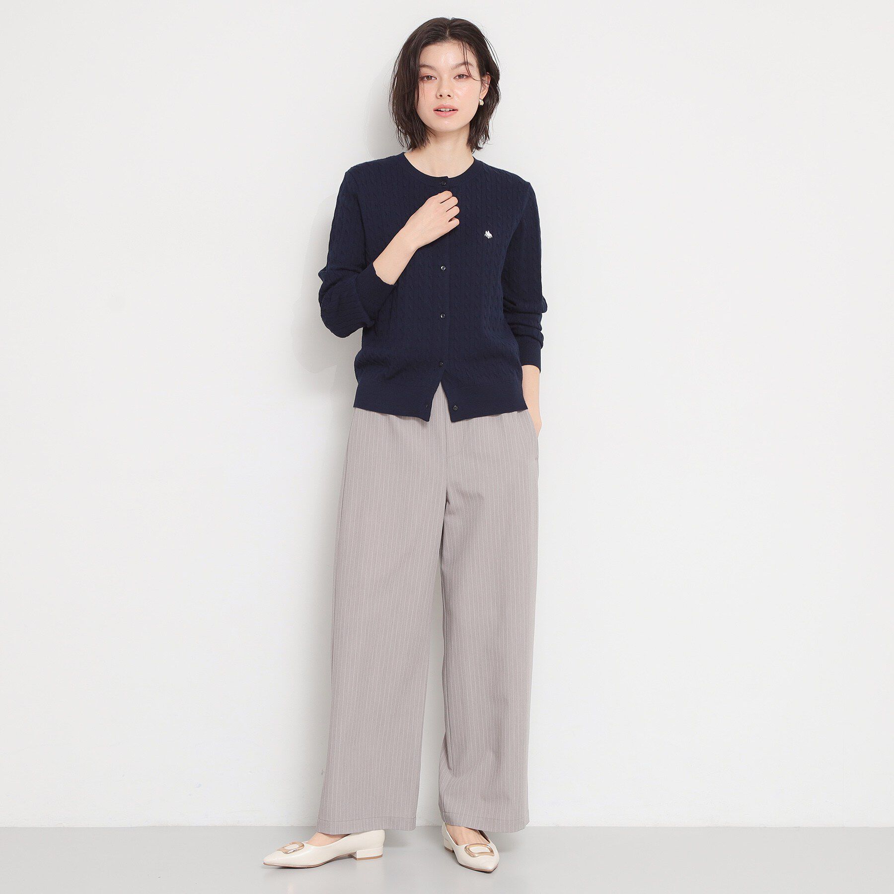 THE SHOP TK「POLO BCS ケーブルカーディガン」|カーディガン|