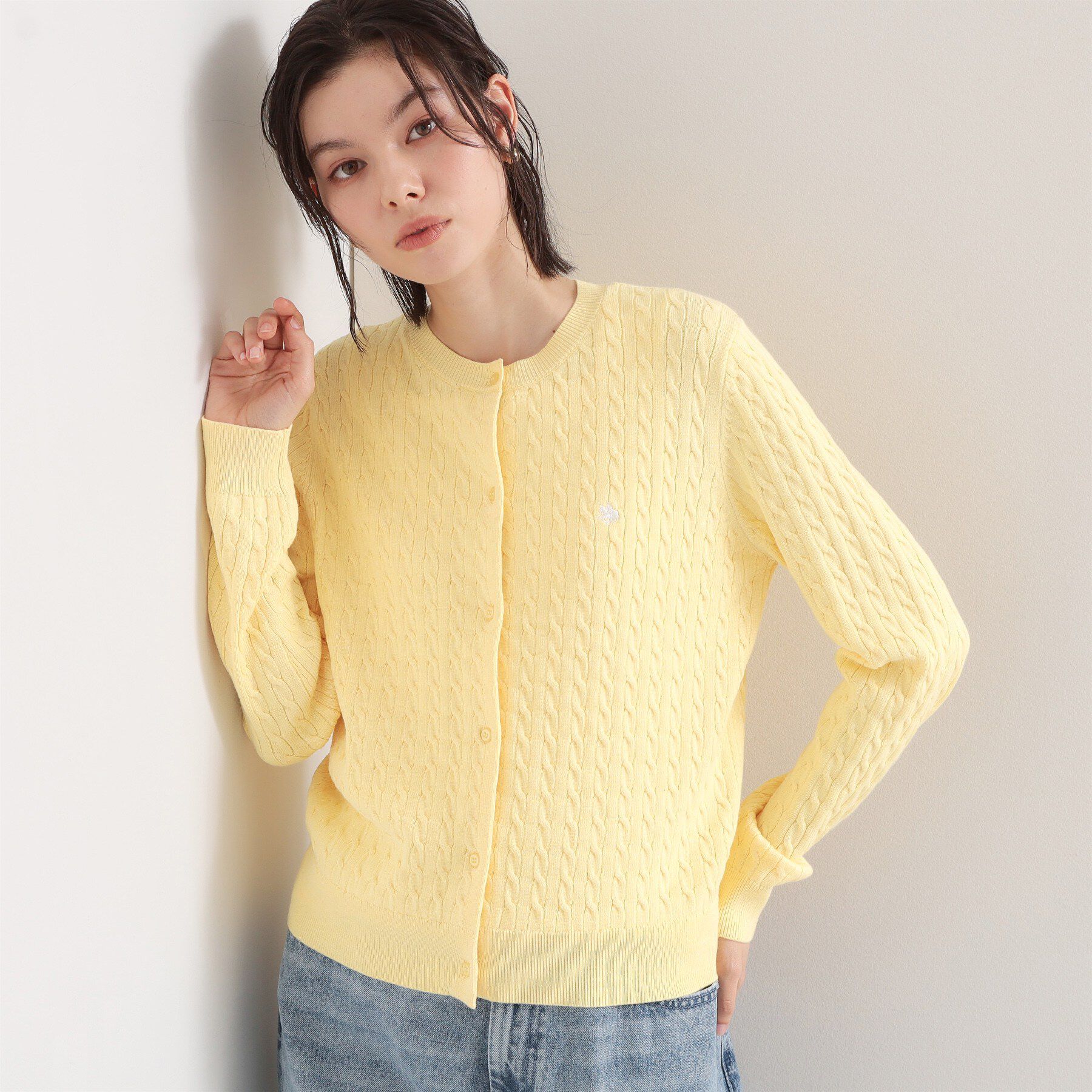 THE SHOP TK「POLO BCS ケーブルカーディガン」|カーディガン|イエロー(031)