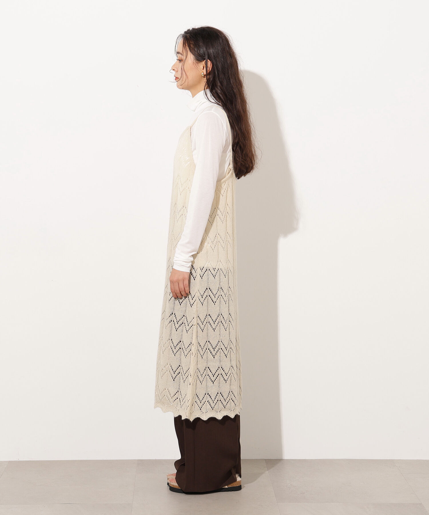  「透かし編みニットキャミワンピース」|スカート|