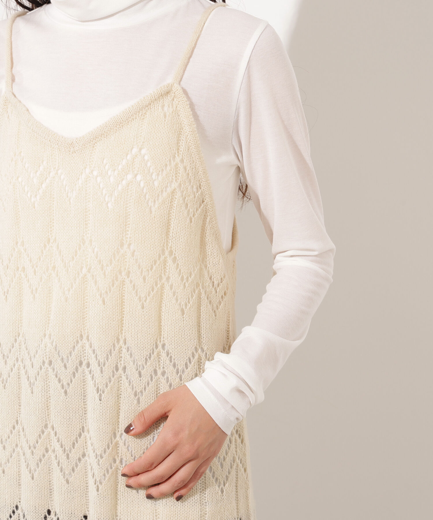  「透かし編みニットキャミワンピース」|スカート|