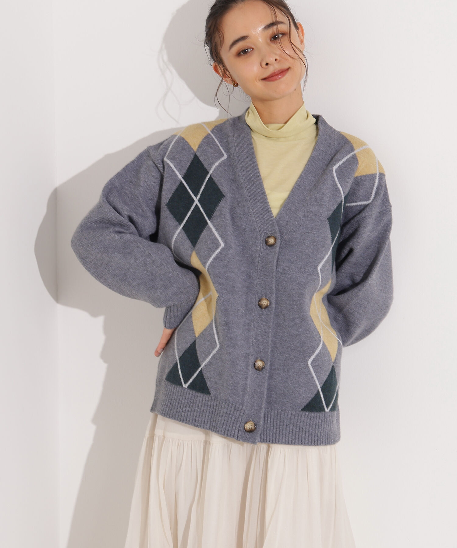  「アーガイルニットカーディガン」|ニット・セーター|
