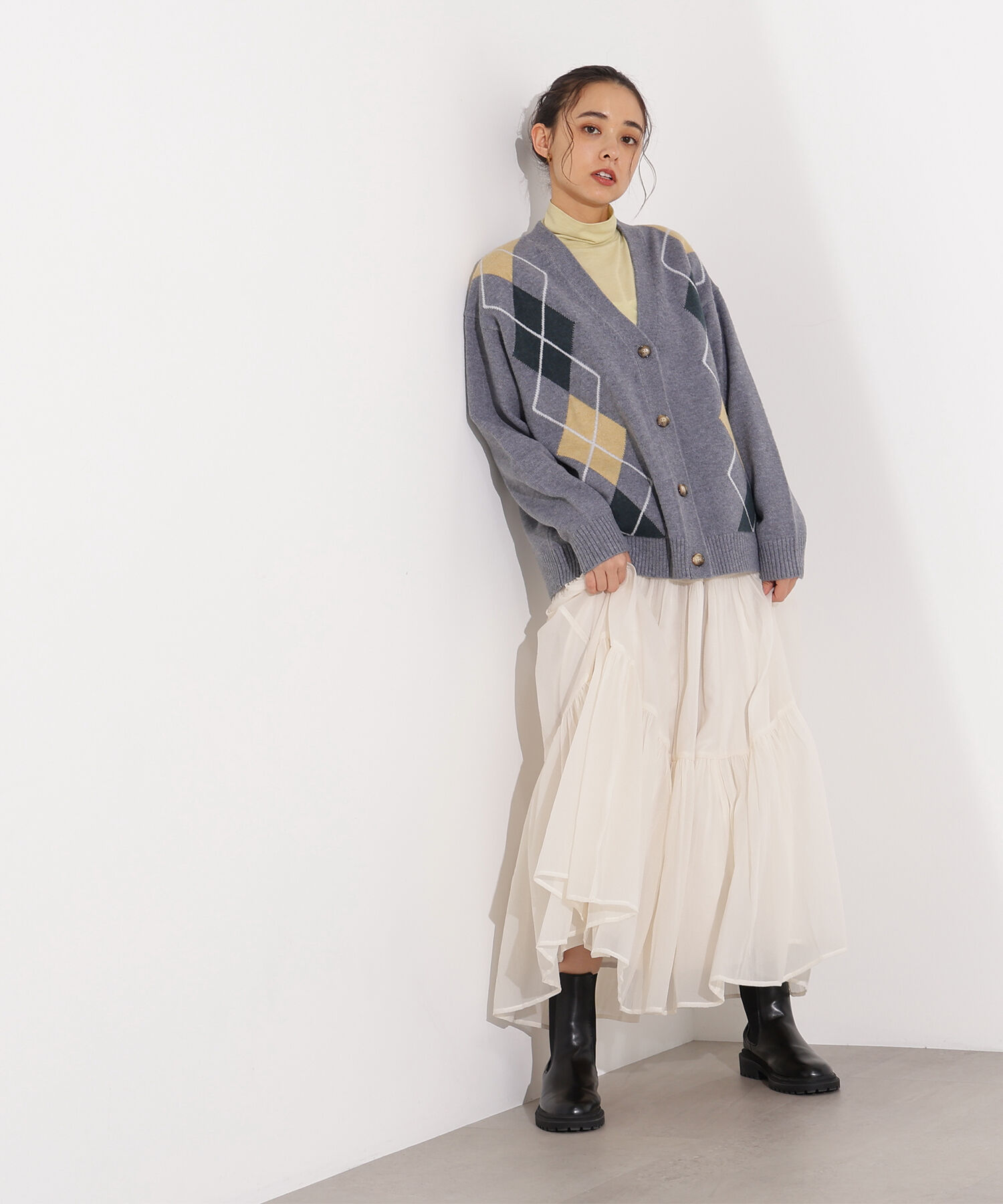  「アーガイルニットカーディガン」|ニット・セーター|