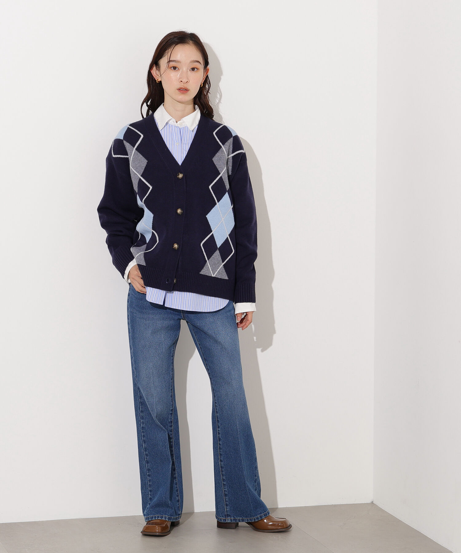 「アーガイルニットカーディガン」|ニット・セーター|