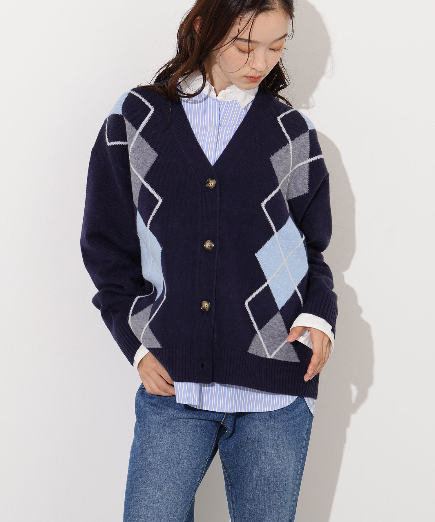  「アーガイルニットカーディガン」|ニット・セーター|