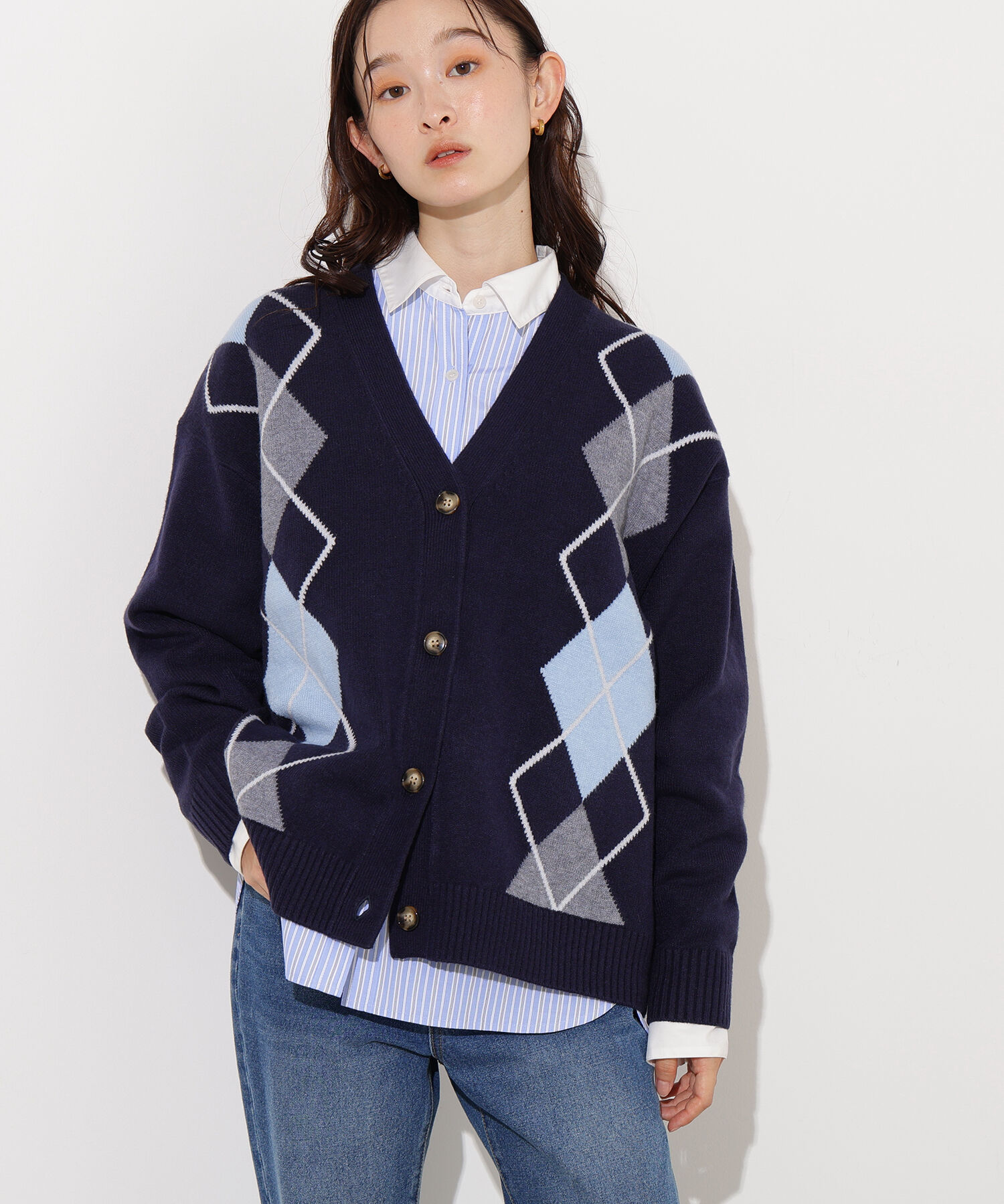  「アーガイルニットカーディガン」|ニット・セーター|