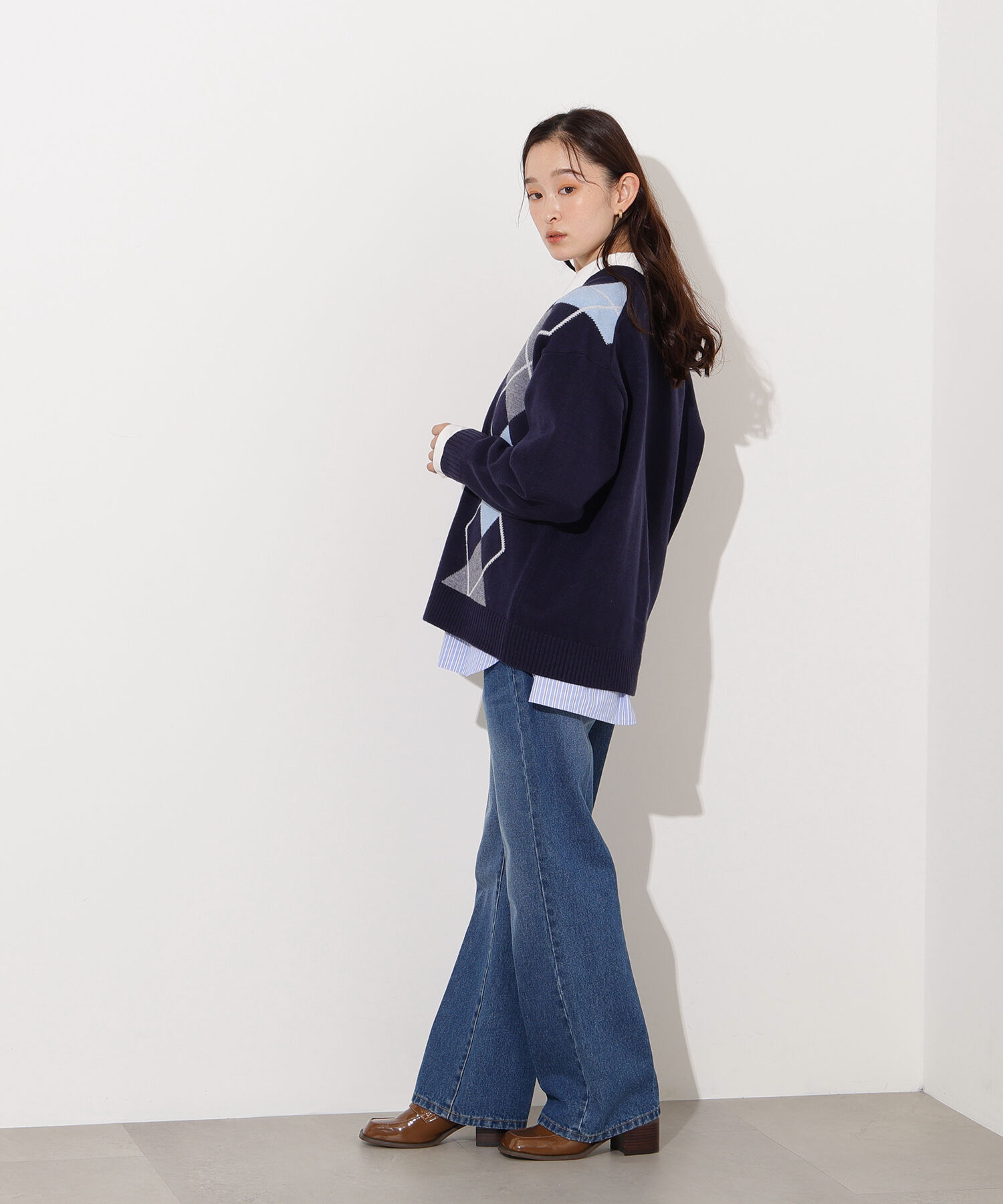  「アーガイルニットカーディガン」|ニット・セーター|