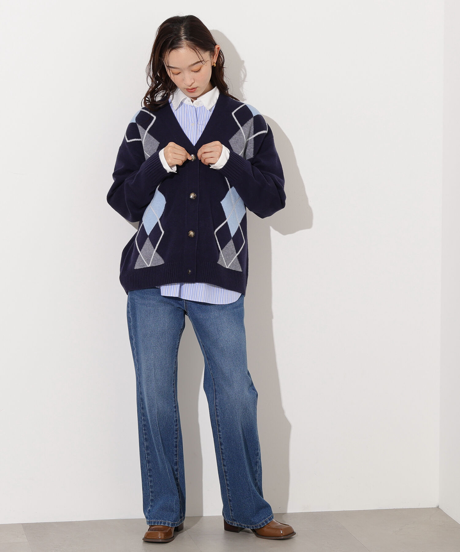 「アーガイルニットカーディガン」|ニット・セーター|
