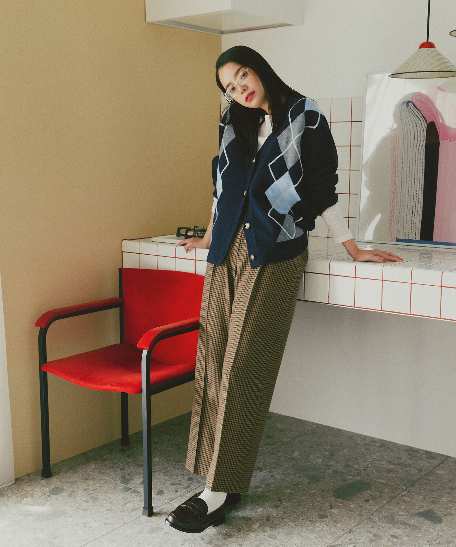  「アーガイルニットカーディガン」|ニット・セーター|