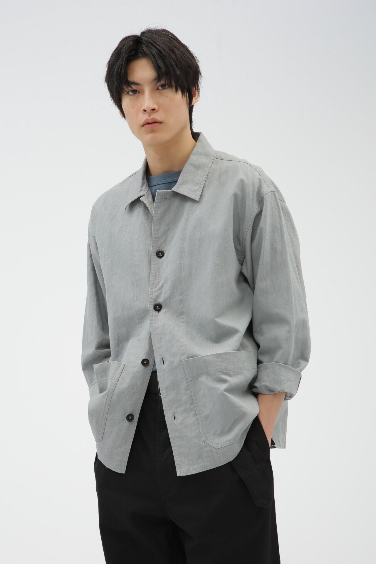 MHL.「COTTON HEMP OXFORD」|シャツ・ブラウス|MID GREY2