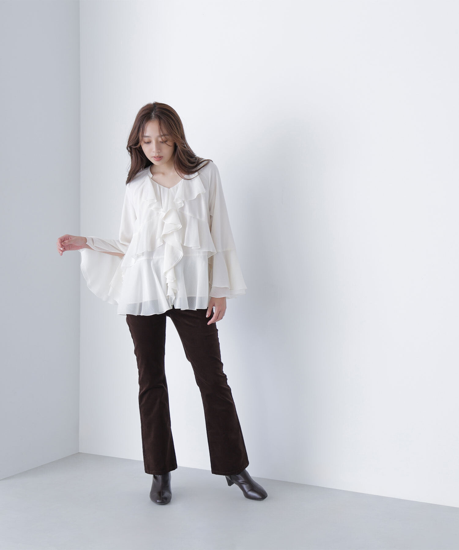  「ラッフルフリルチュニックブラウス」|シャツ・ブラウス|