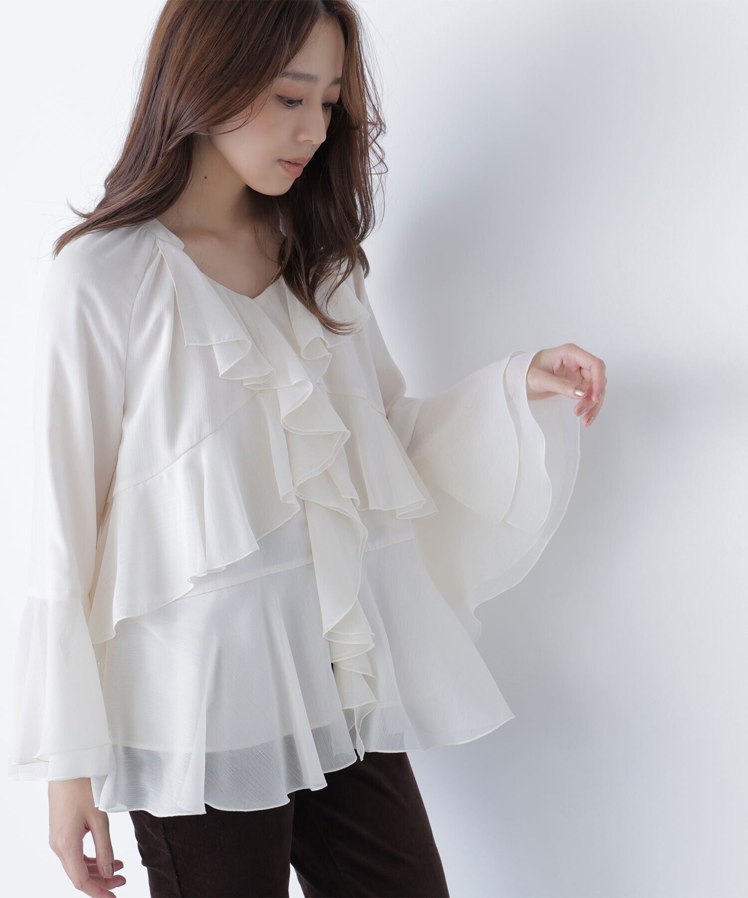  「ラッフルフリルチュニックブラウス」|シャツ・ブラウス|