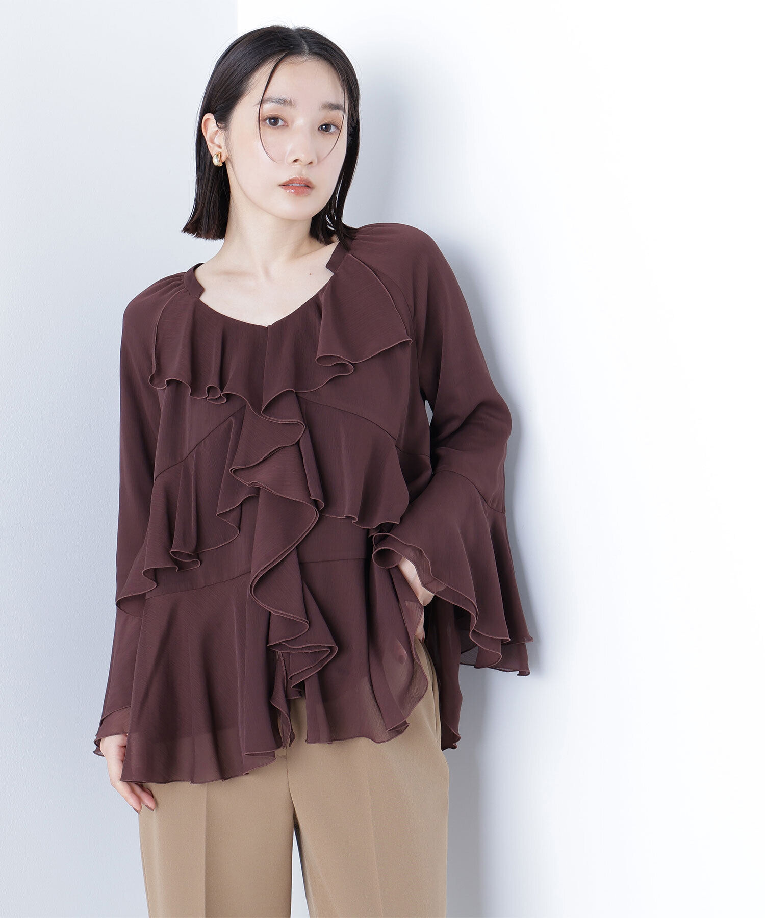 「ラッフルフリルチュニックブラウス」|シャツ・ブラウス|