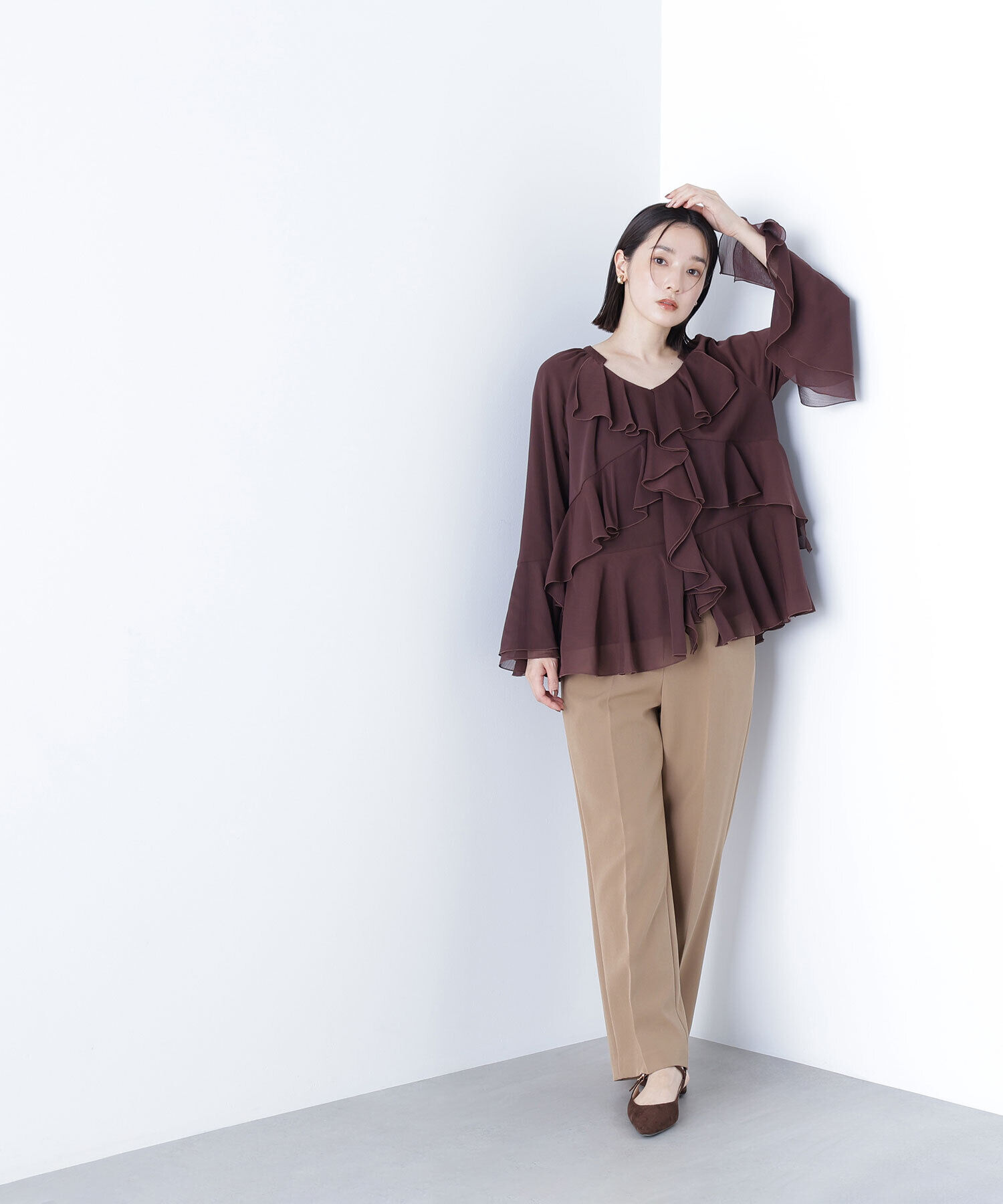  「ラッフルフリルチュニックブラウス」|シャツ・ブラウス|