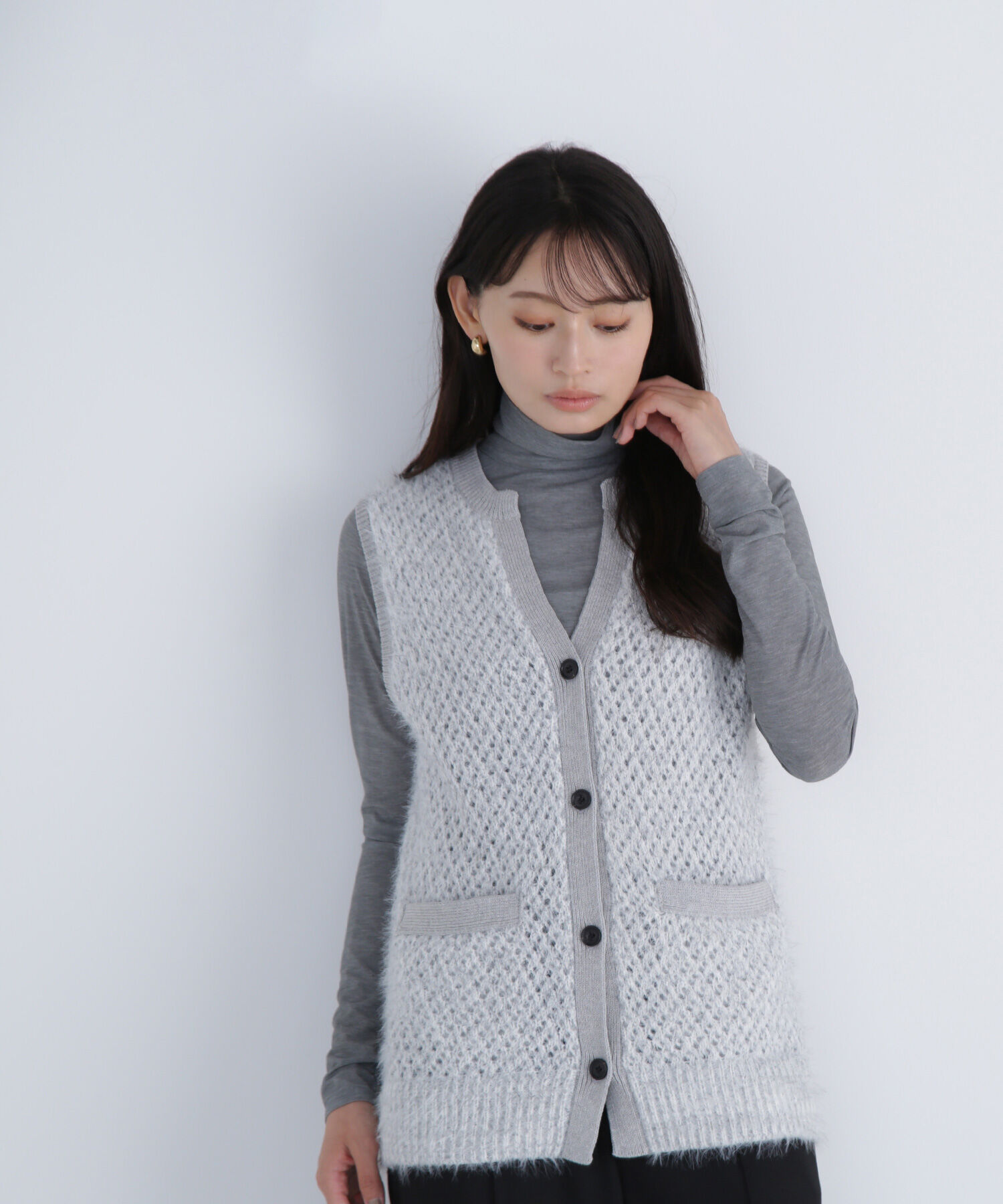  「フェザーヤーンボクシーベスト」|ニット・セーター|